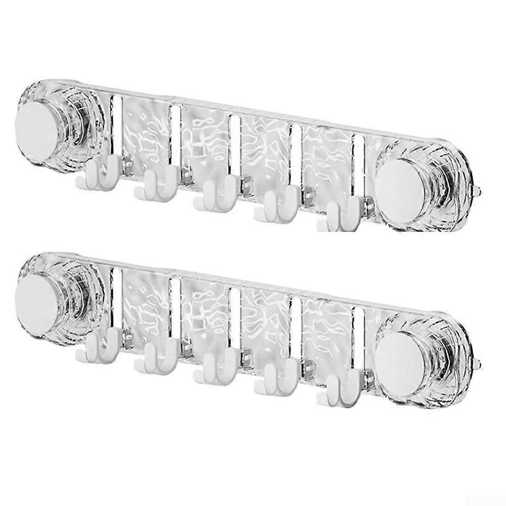 Practical Suction Cup Hooks 2 Pack - U Shaped Curved Design, No Drill Installation, Transparent White, Strong Load Capacity, Space Saving