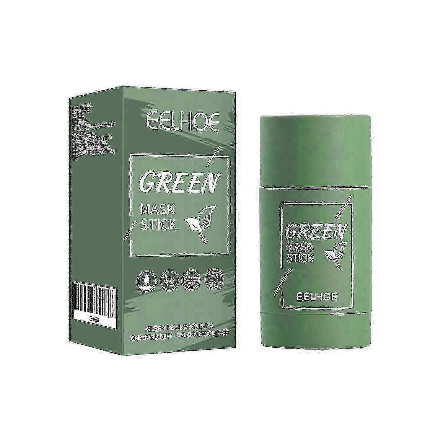 EELHOE Green Tea Solid Mask, Deep Cleansing Hydrating Mask Stick Pore-Narrowing Paste Mask Stick