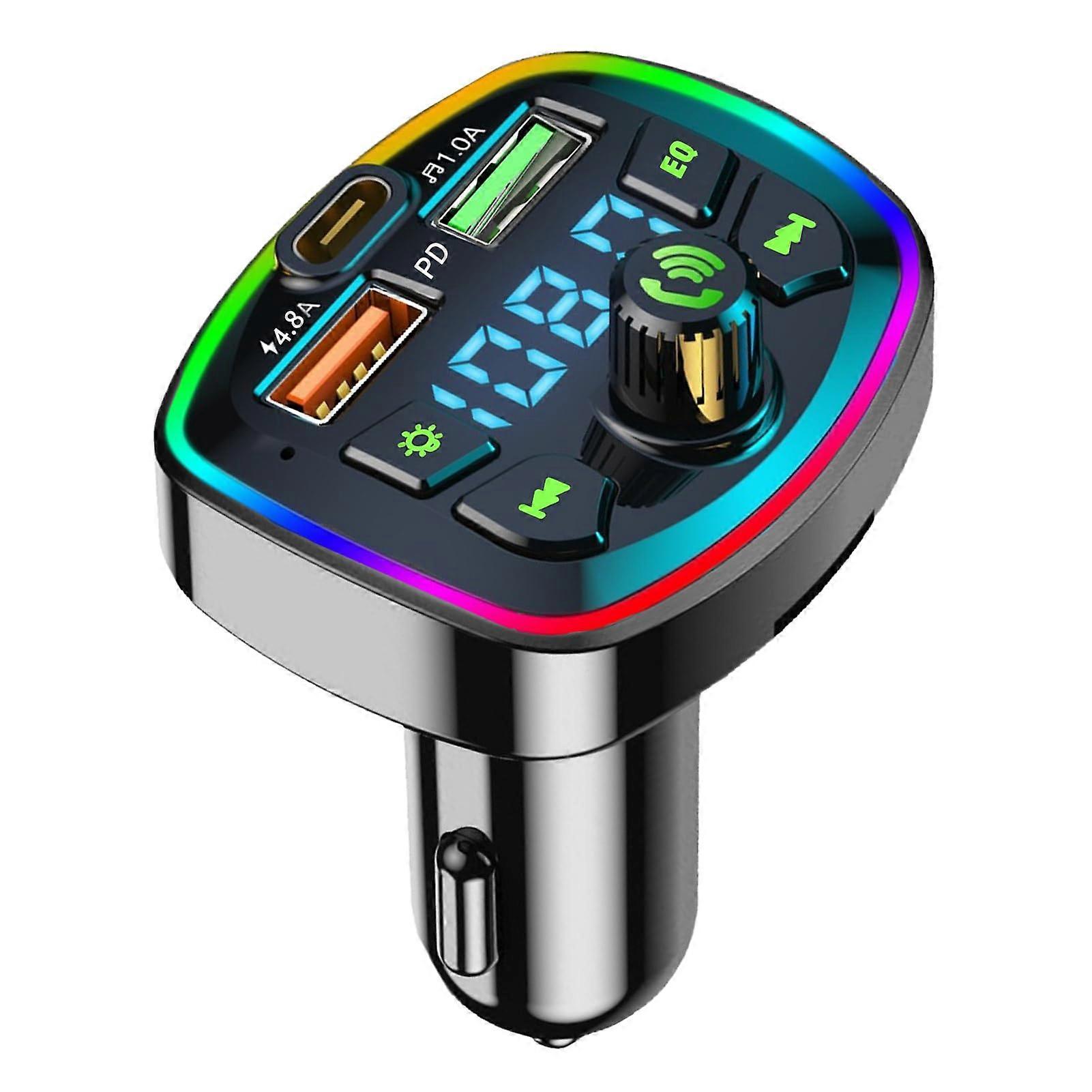 Bluetooth FM Transmitter for Car, 2 USB Ports and 1 Type-C PD18W Fast Charge, Bluetooth 5.0 MP3 Player Hands Free