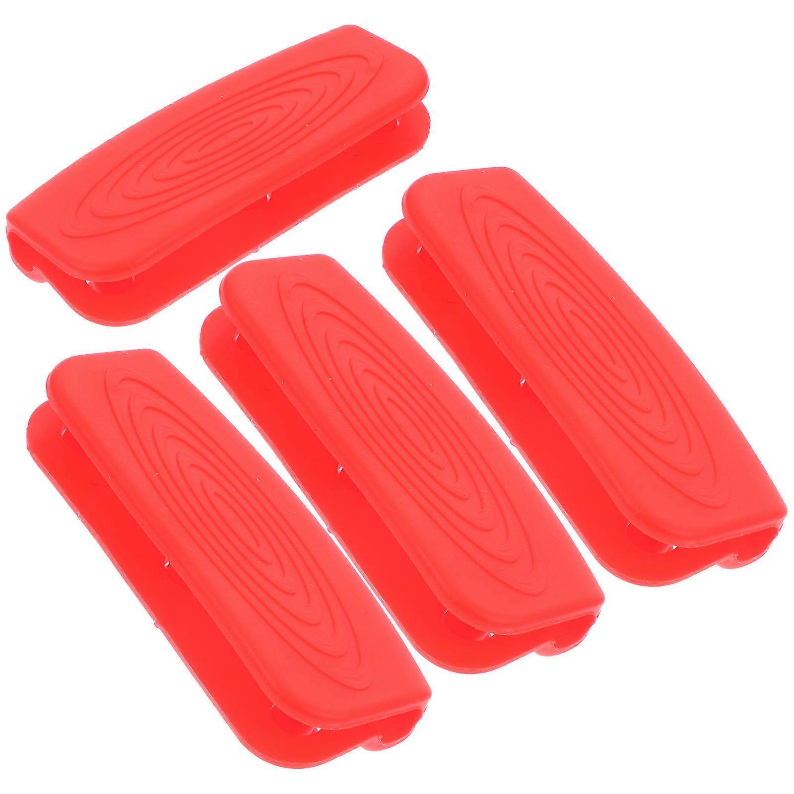 Anti-Scald Pan Handle Sleeve Protective Kitchen Tools 4Pcs Red 3.1×1.3×0.6in Size Restaurant Use