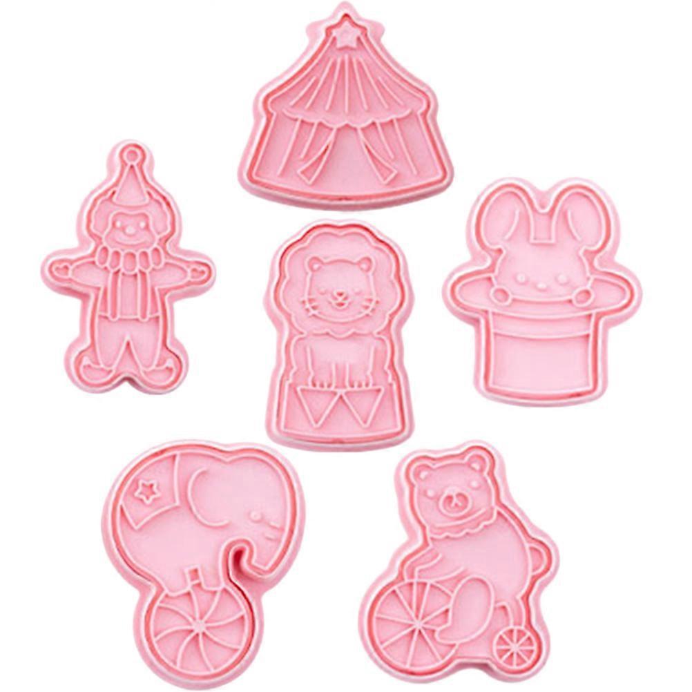 6pcs Circus Cookie Cutters and Fondant Molds Plastic Kitchen Baking Tools