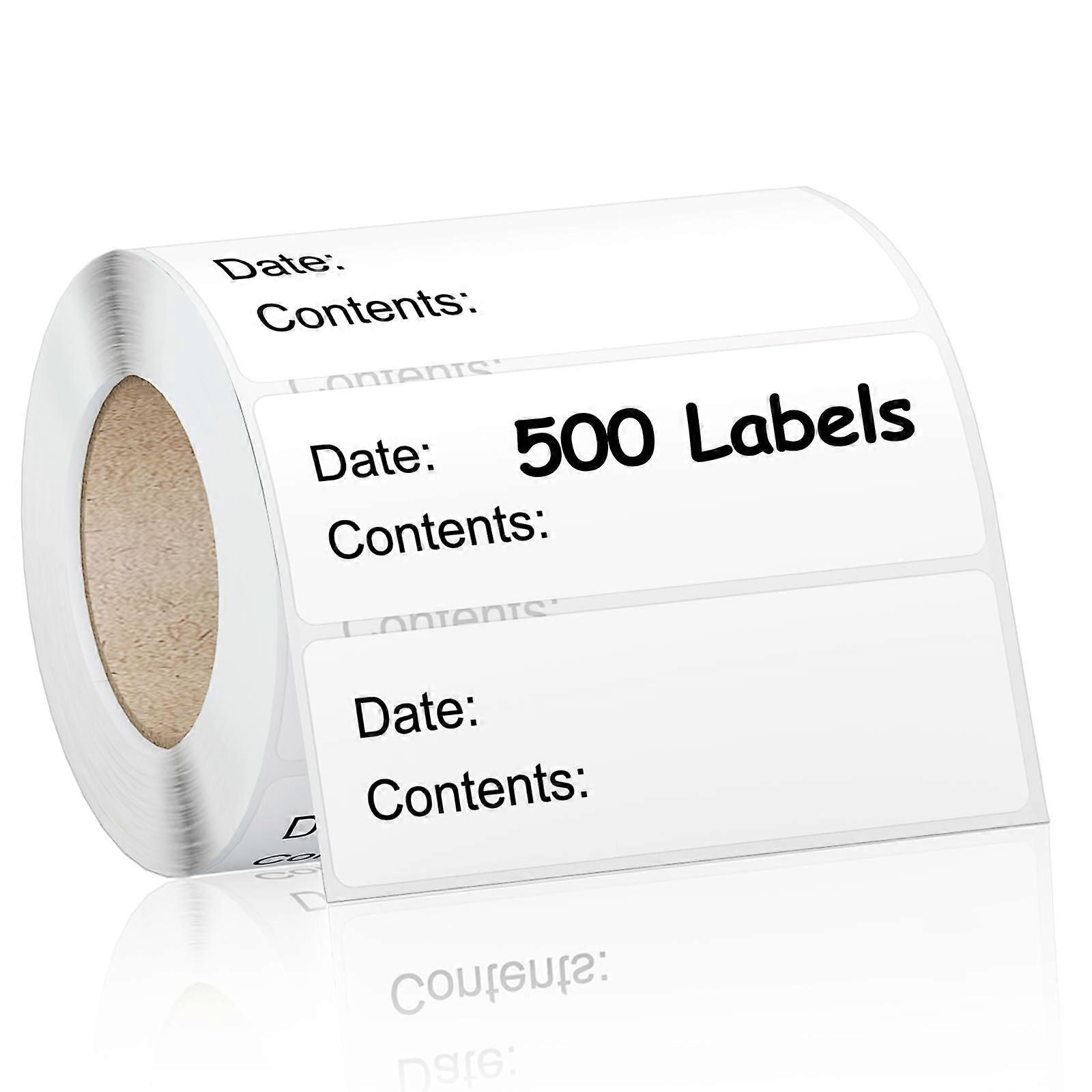 500 Food Labels, Freezer Labels, 2.5 x 7.6 cm, Removable for Food Containers, Mason Jar Labels