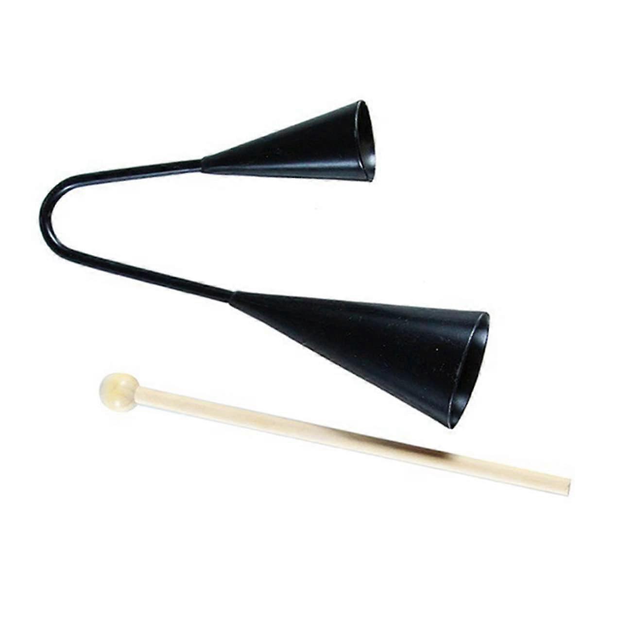 Doppelhornringer Jingle Bells Agogo Instrument - Black Wooden Bell 22X15CM for Music Devices