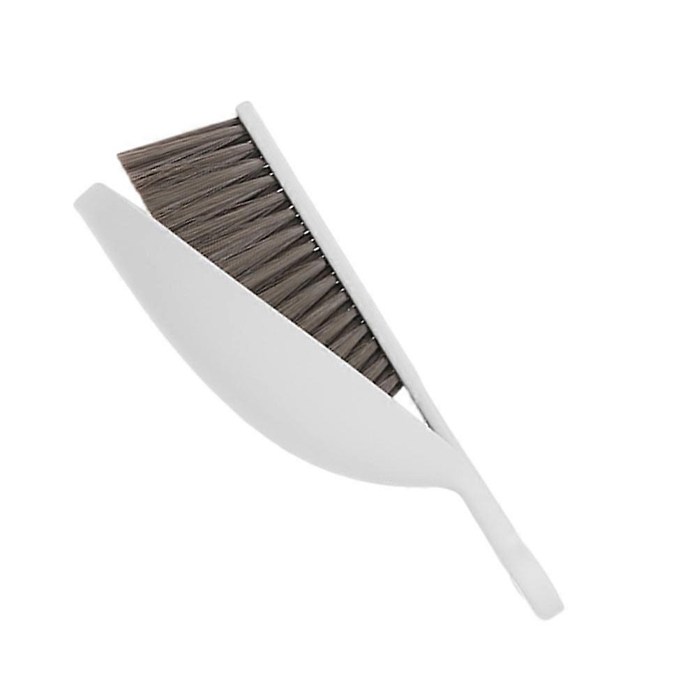 Mini Broom Dustpan Desktop Sweeping Debris Removal White 1Set