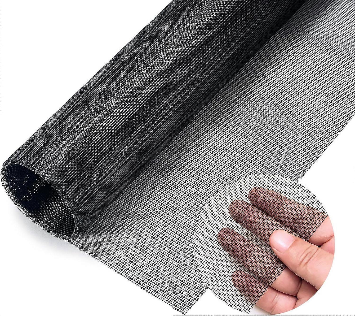 Fiberglass Insect Mesh - Adjustable Fly Screen Replacement for Windows, Doors & Patios, Heavy-Duty Bug Barrier 47x98 Inch Black