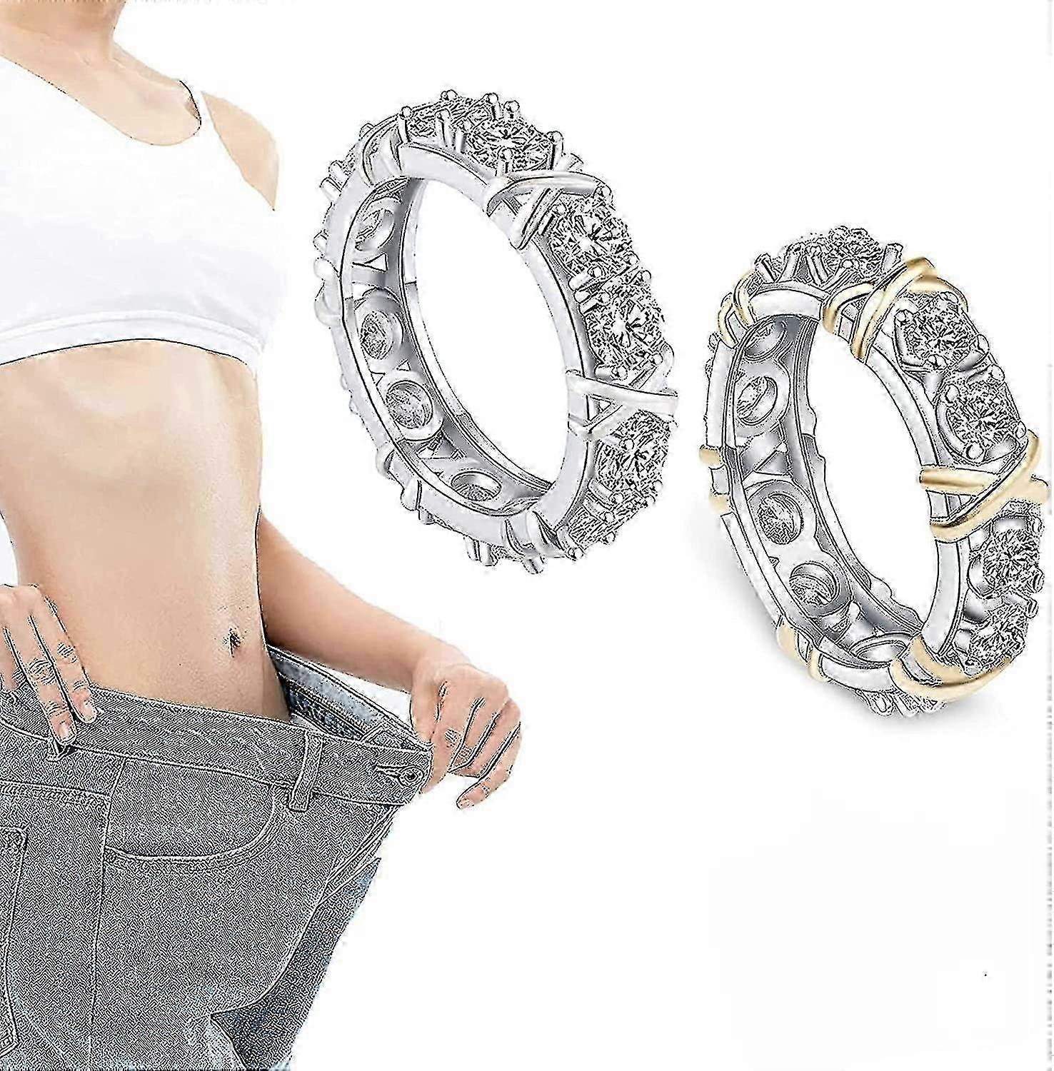 2 قطع المغناطيسي الزركون تشكيل الصليب كامل مويسانيتي الماس خاتم ، المغناطيسي الزركون تشكيل خواتم فقدان الوزن