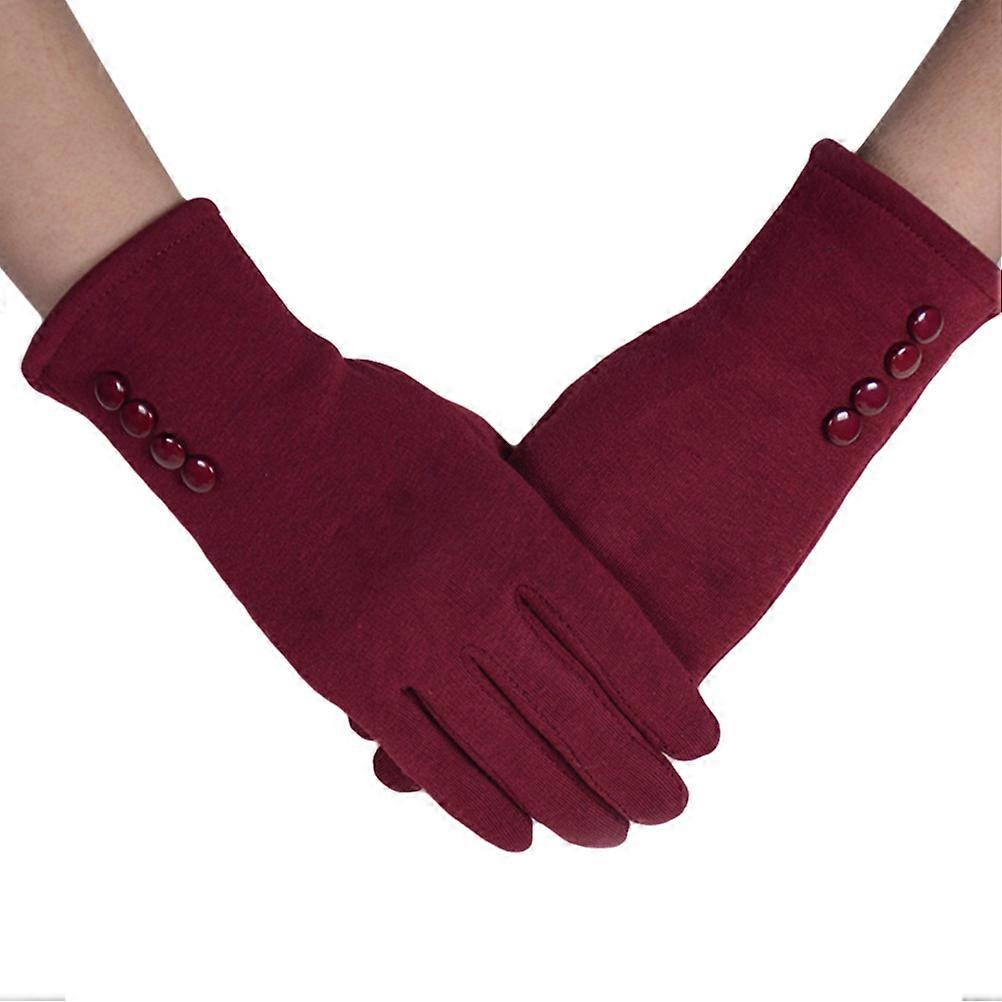 Ladies Gloves Touch Screen Compatible Windproof Water Resistant Non Slip Grip Warmth Free Size Red 1Pair