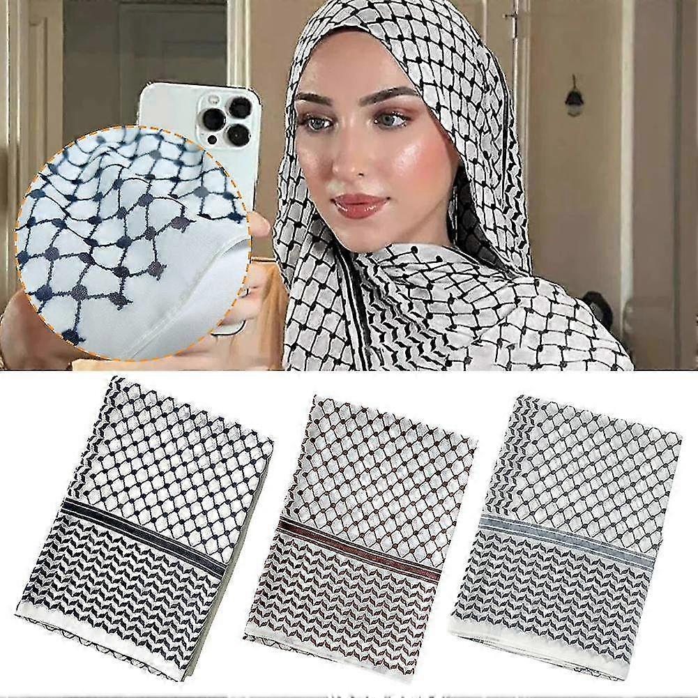 パレスチナのKeffiyehスカーフ - 女性と男性のためのイスラムシフォンヒジャーブショール、伝統的な中東の帽子