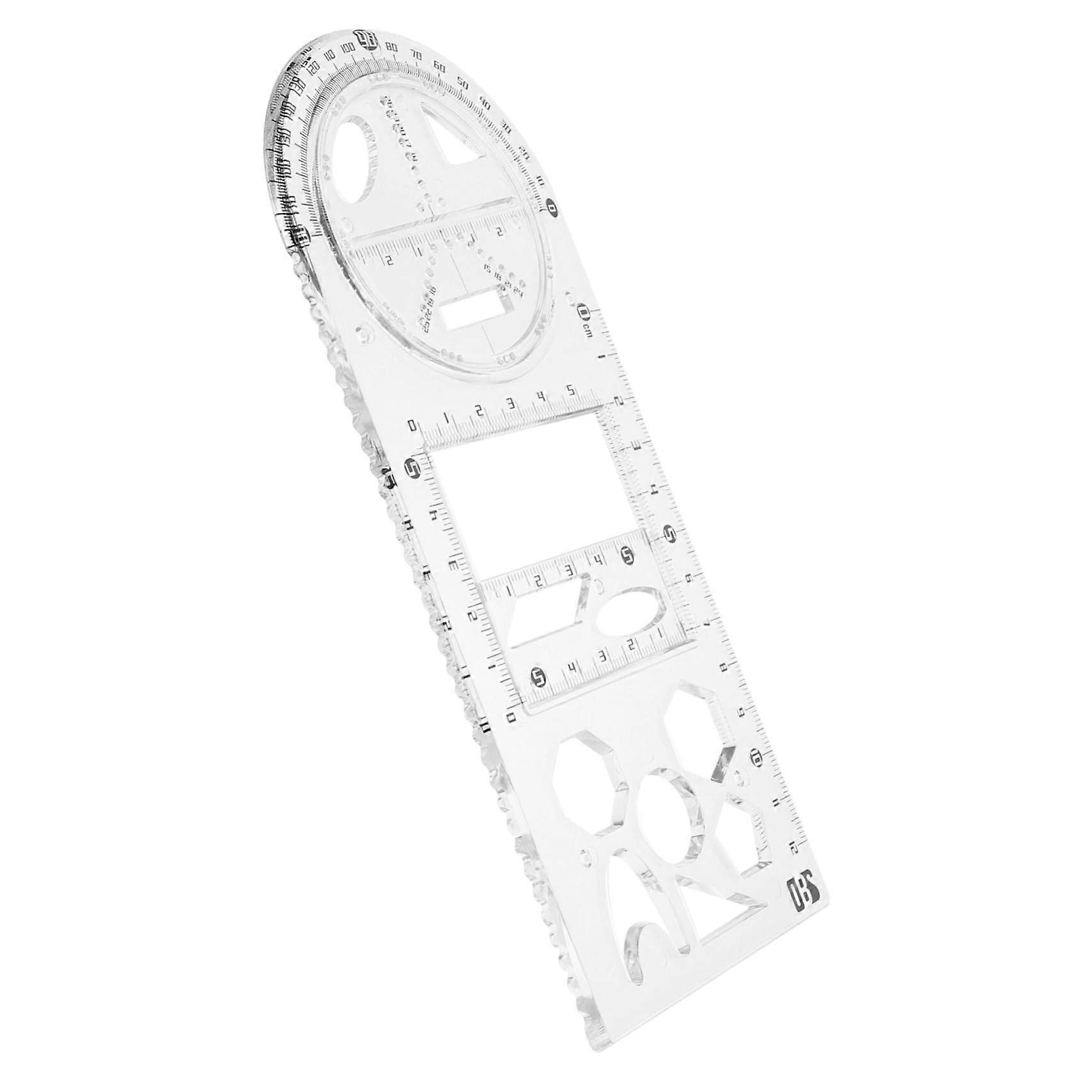 Multifunctional Geometric Drawing Stencil Rotating Ruler Durable Material For Drawing Measuring And Designing