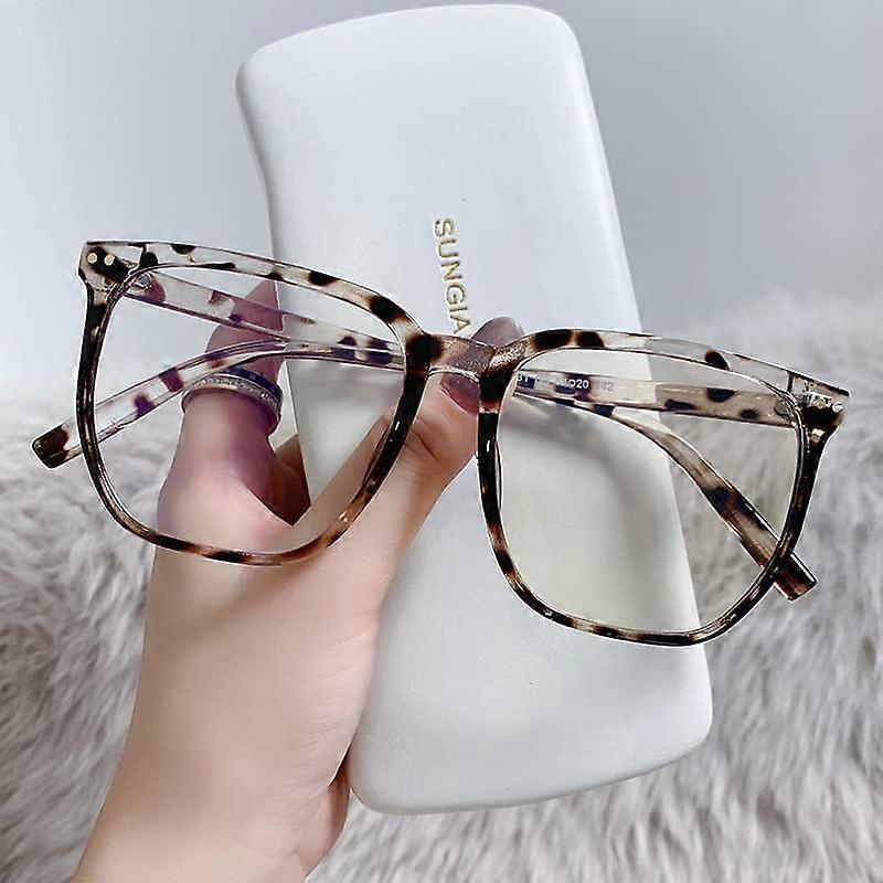 Oversized Reading Glasses for Men and Women, Durable TR Computer Reading Glasses with Blue Light Blocking, Tortoiseshell, Strength +0.00