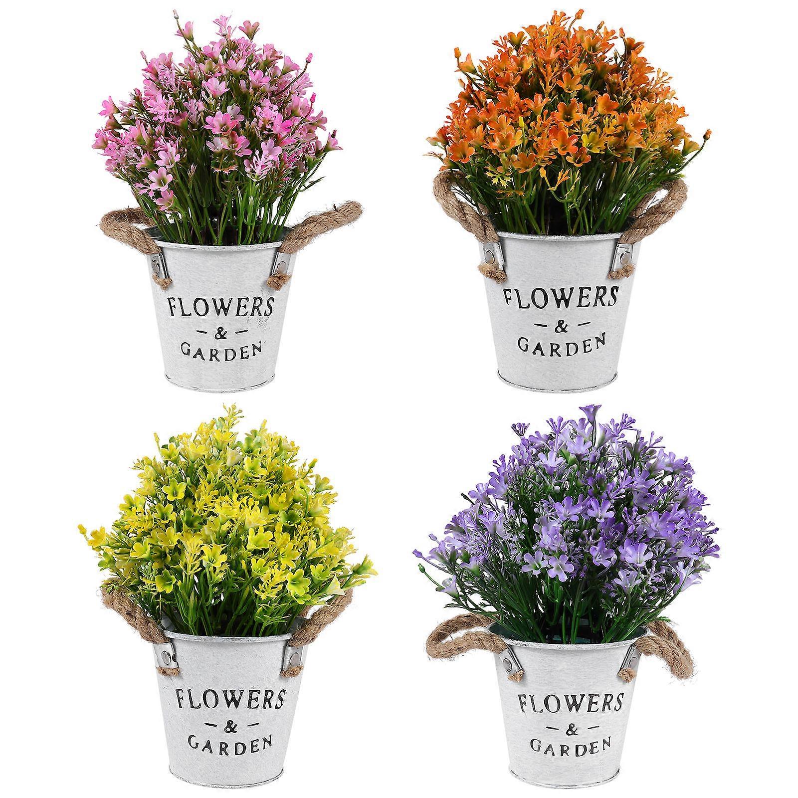 Simulation Flower Arrangement 4Set Potted Artificial Flowers Vivid Fresh Home Indoor Decoration