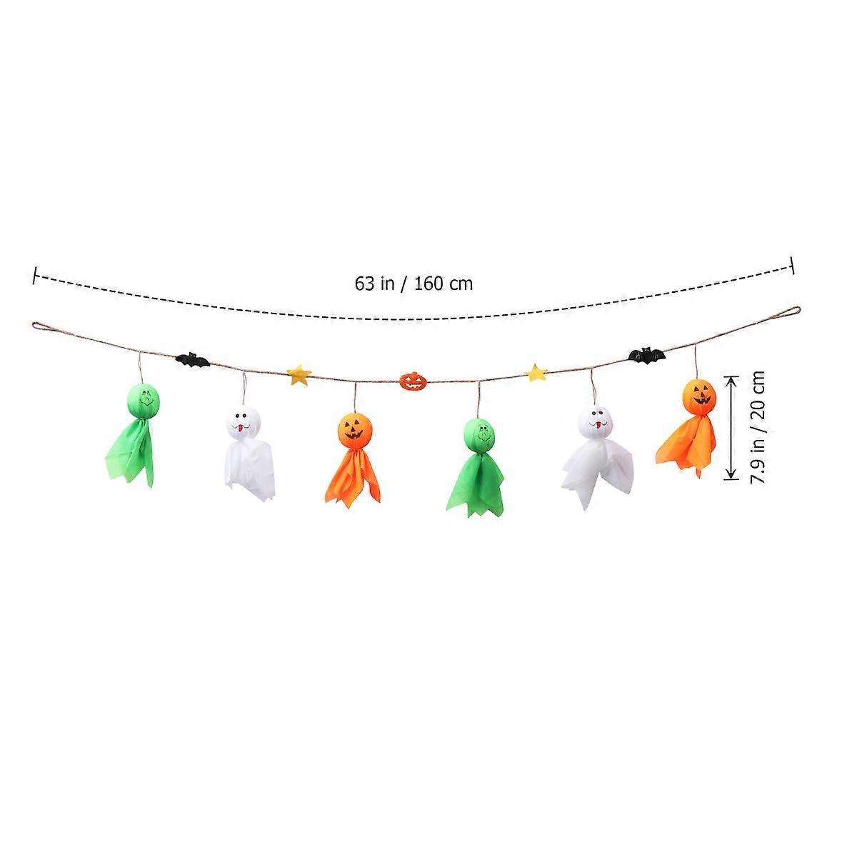 Halloween Party Decoration Ghostly Puppet Doll Bunting Banner Fabric Foam 160x26x3 Cm 1 Set