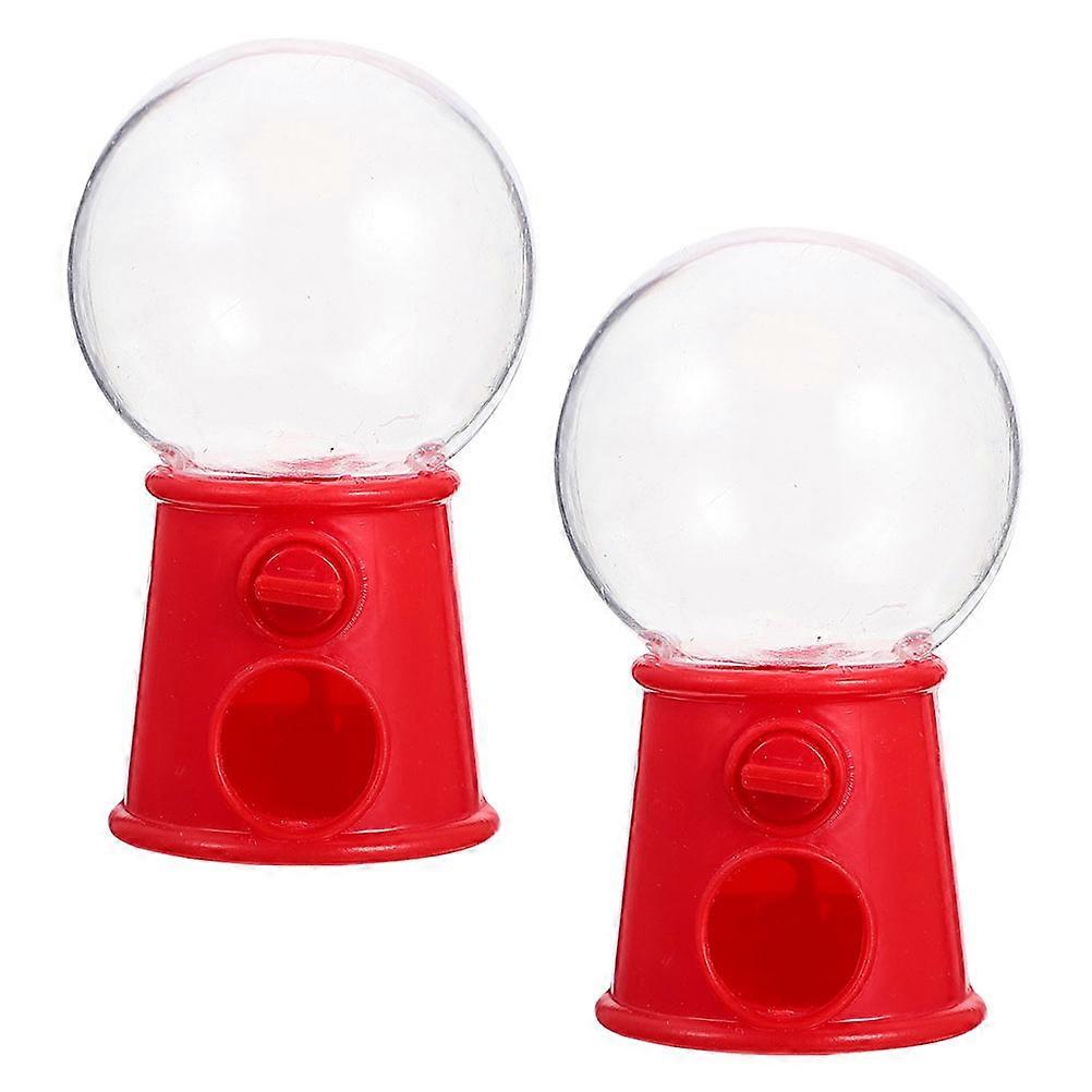 Kids Gumball Machine Candy Dispenser Red Plastic Home Toy Promoting Hand Eye Coordination 2pcs Mini