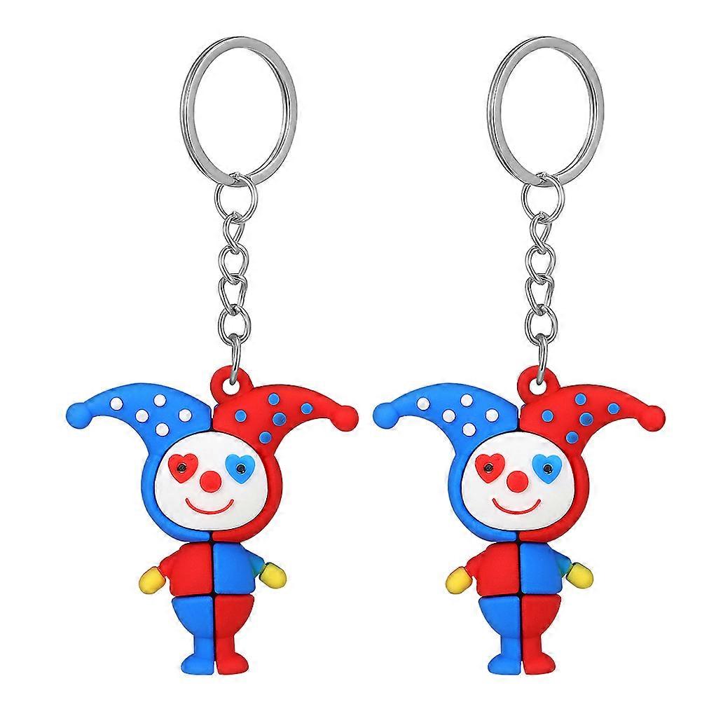Cute Keychain For Backpack Clown Keyring Chains Multi Color 10.60X5.00X1.00CM PVC Alloy Party Decoration 2Pcs