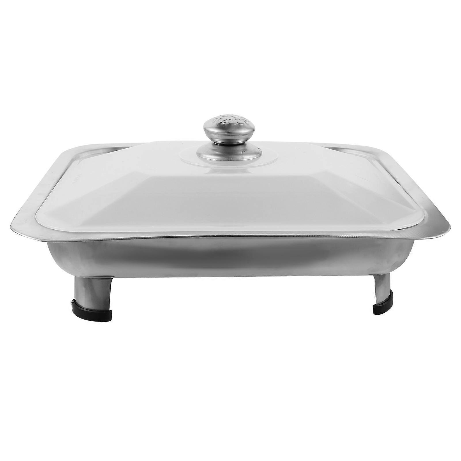 Stainless Steel Serving Tray with Transparent Cover for Home Use Smooth Surface AntiSlip 12.5 x 8.3 inches