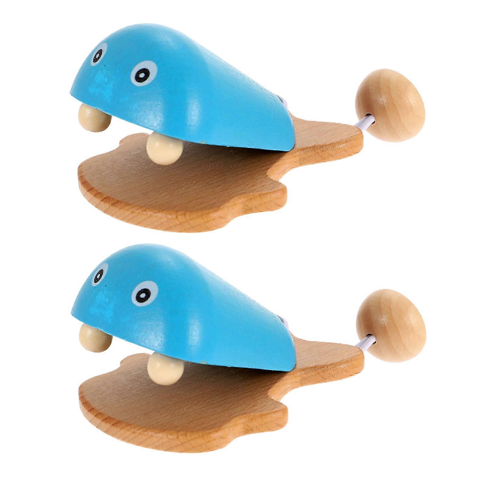 Blue Kids Castanet Toy for Playing Made of Smooth Plastic Sized Perfectly for Small Hands 2 Pcs