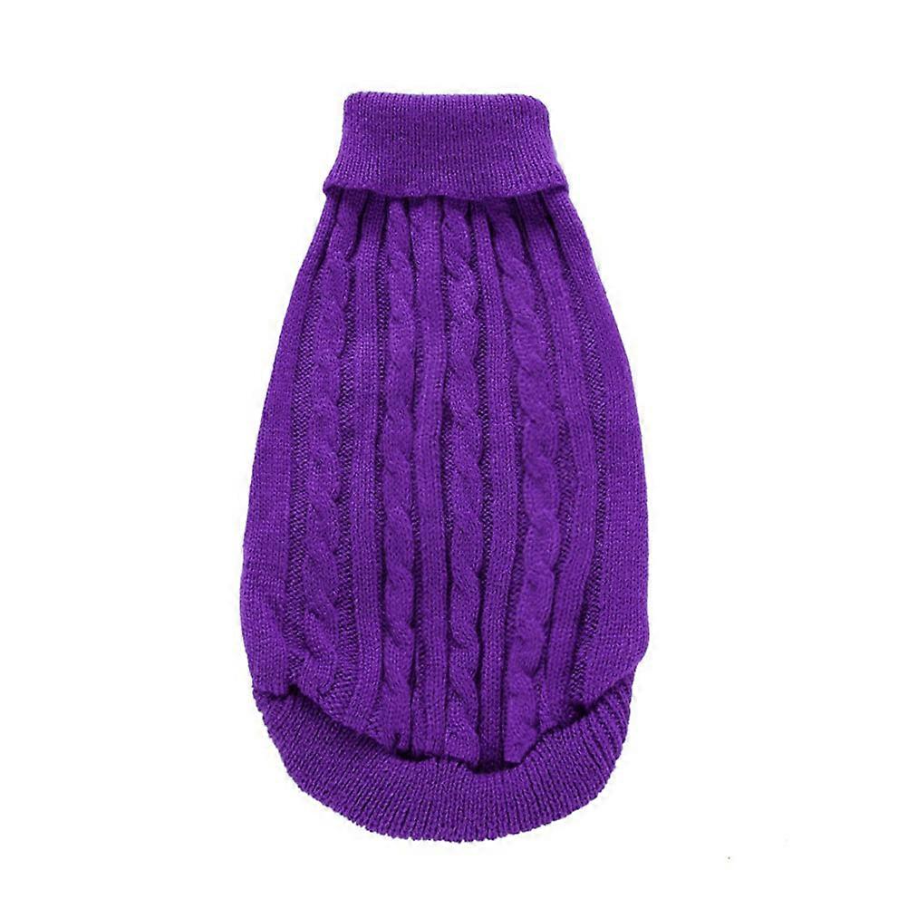 Stylish Purple Dog Sweater for Cozy Warm Winter 1Pcs Solid Color Pullover
