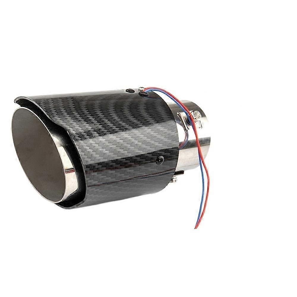 Auspuffblende 63-65mm Carbon Fiber Color Exhaust Tip With Lights Car End Pipe Straight Edge Red