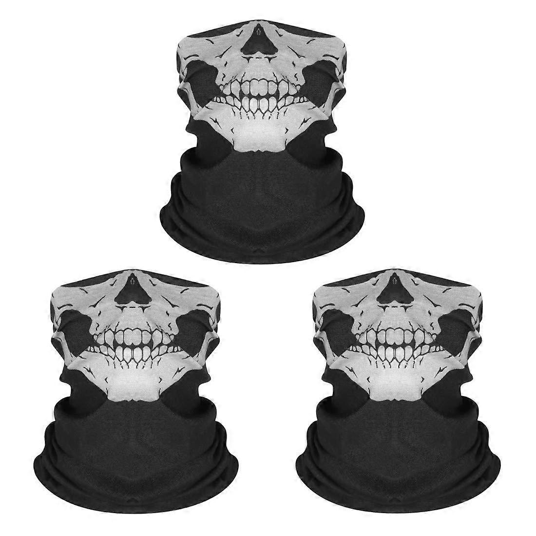 Multifunctional scarf, mask, balaclava for motorcycle, ski, washable Black 3 Pieces
