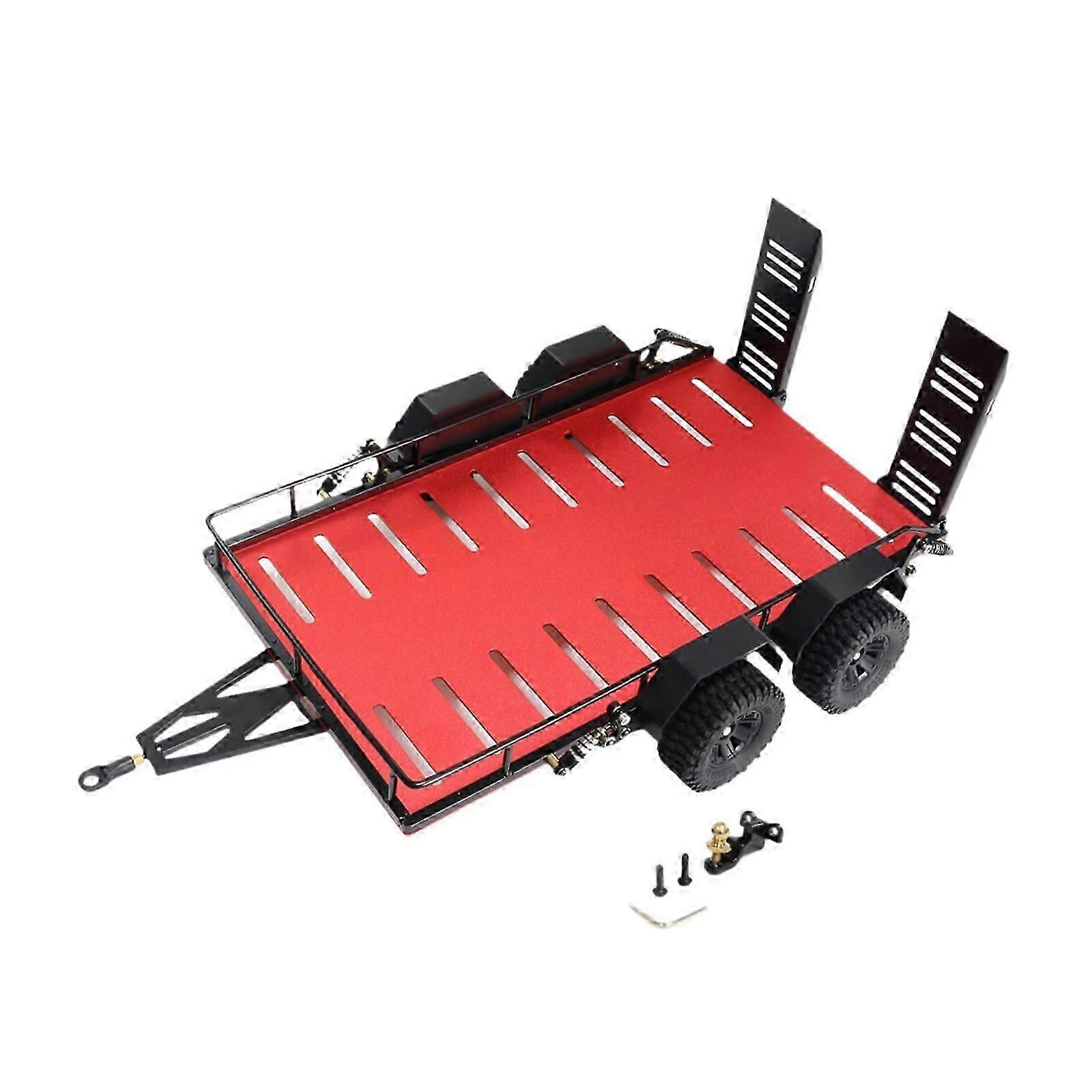 2025 RC Trailer with Tires Heavy Duty Trailer for 1:18 Scale RC Crawler Accessory Gray