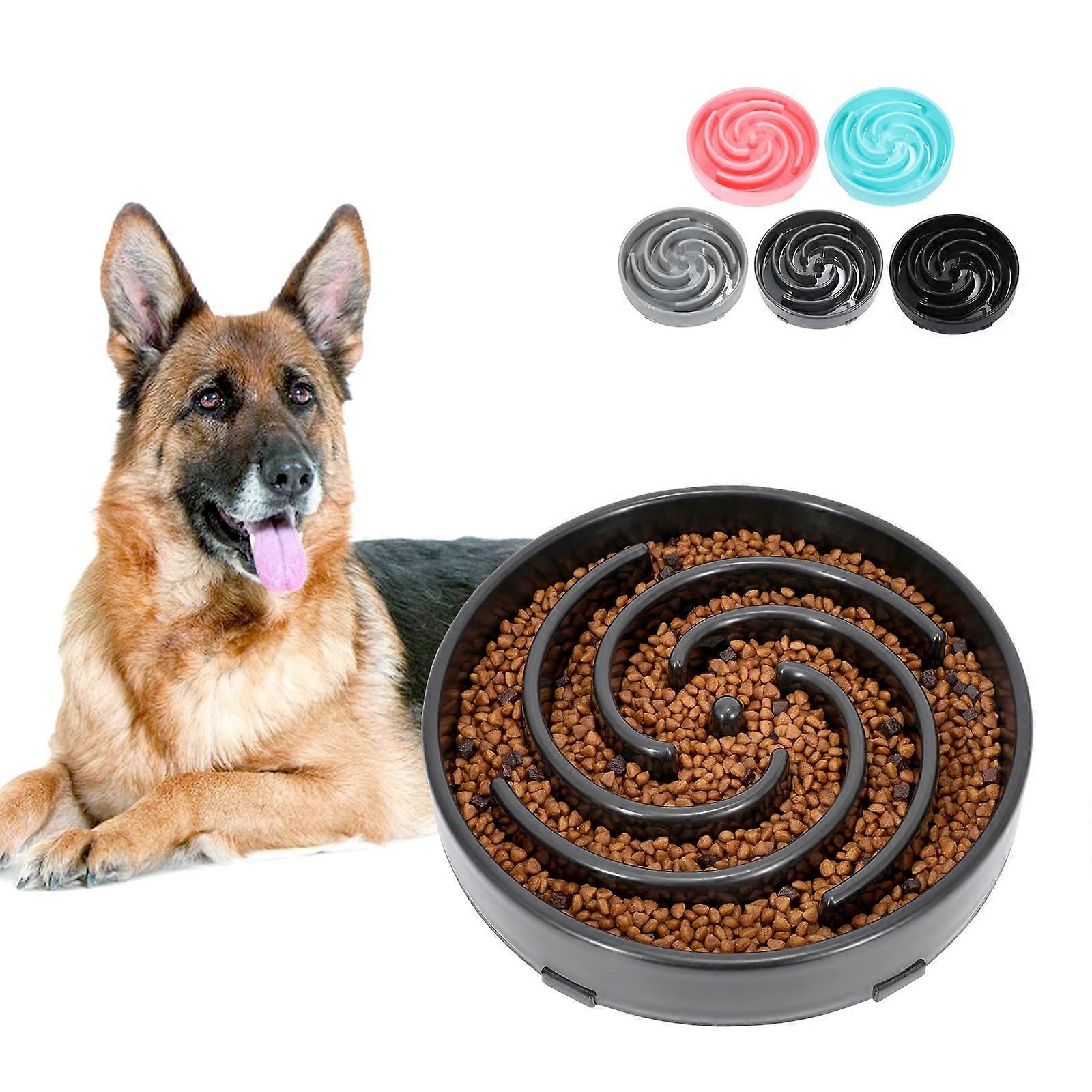 Slow Feeder Dog Bowl Maze Interactive Design Large Size For Medium To Large Dogs Anti-Swallowing Stops Bloating Dark Grey