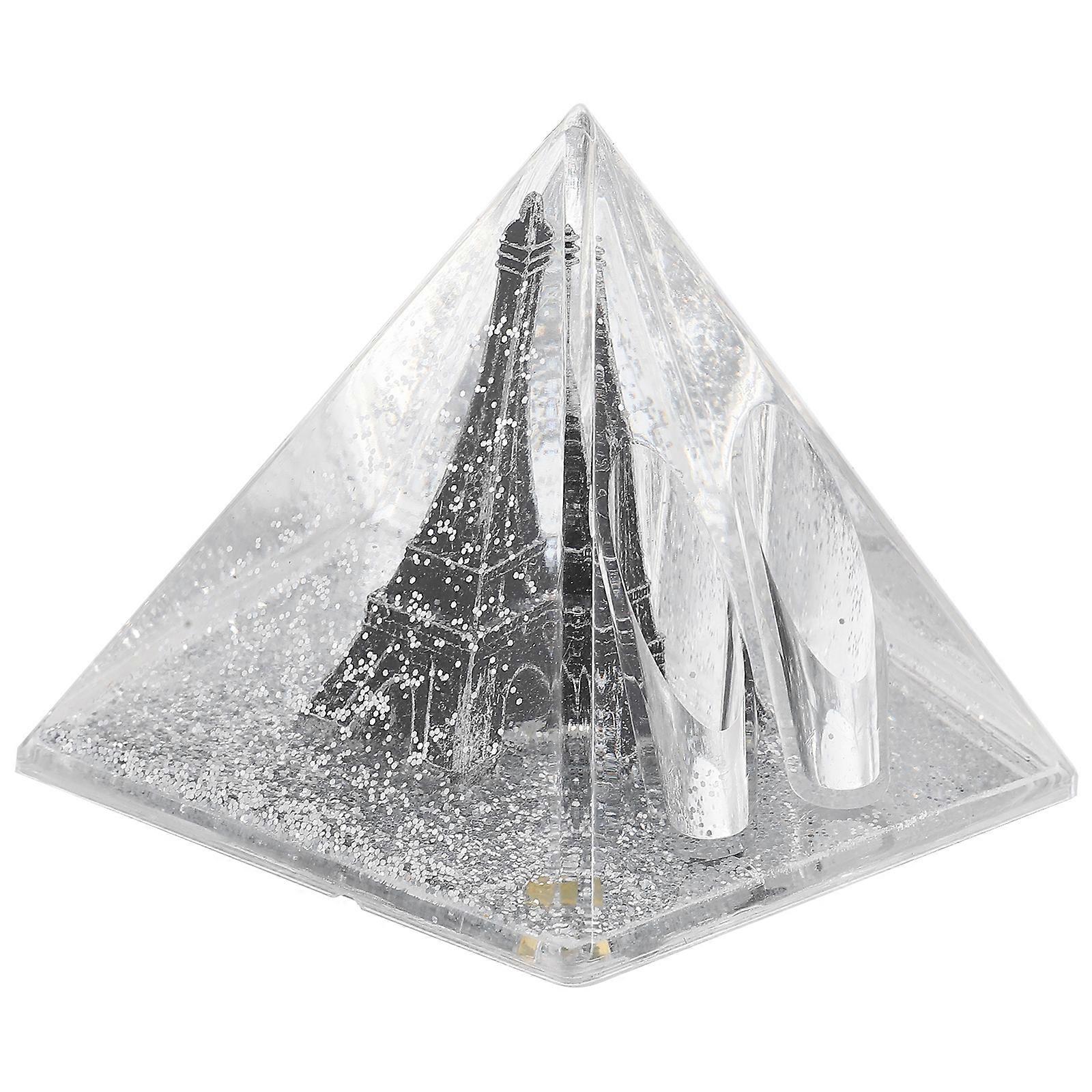 Elegant Silver Pyramid Penholder With Liquid Floating Feature Ideal For Office And Home Use 1Pack