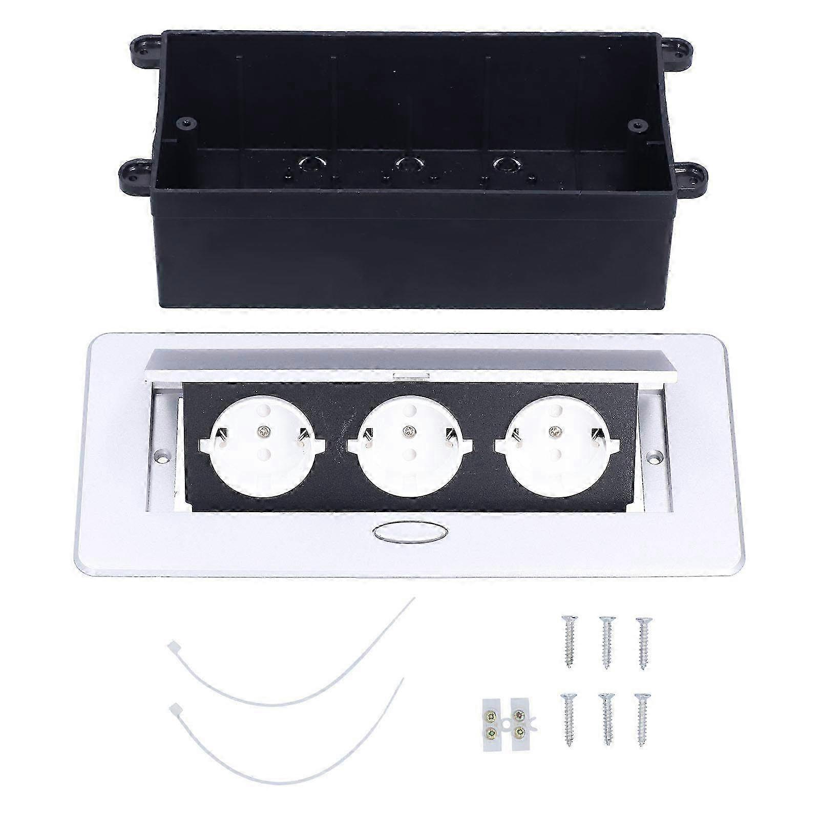 Pop-Up Floor Electrical Outlet with 3 Power Sockets - Embedded Table Cover Box Kit 250V 16A for Convenient Access