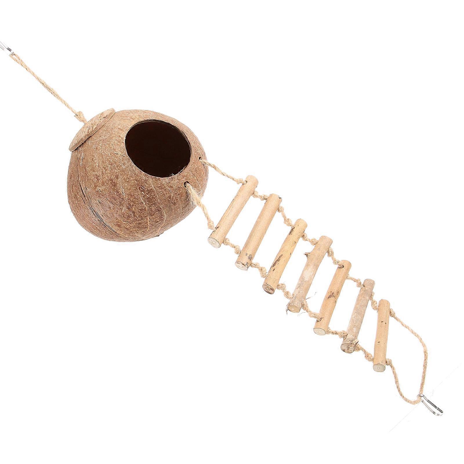 Natural Style Round Coconut Shell Birdcage Ladder For Claw Exercise And Pet Set