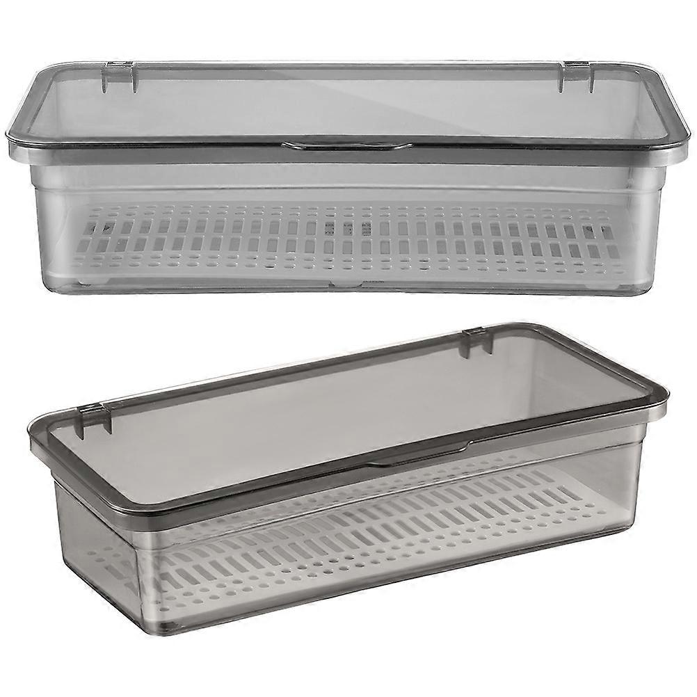 2pcs Utensil Storage Holder with Lid Transparent Chopsticks Case with Drainer Design for Kitchen Organization and Easy Cutlery Access