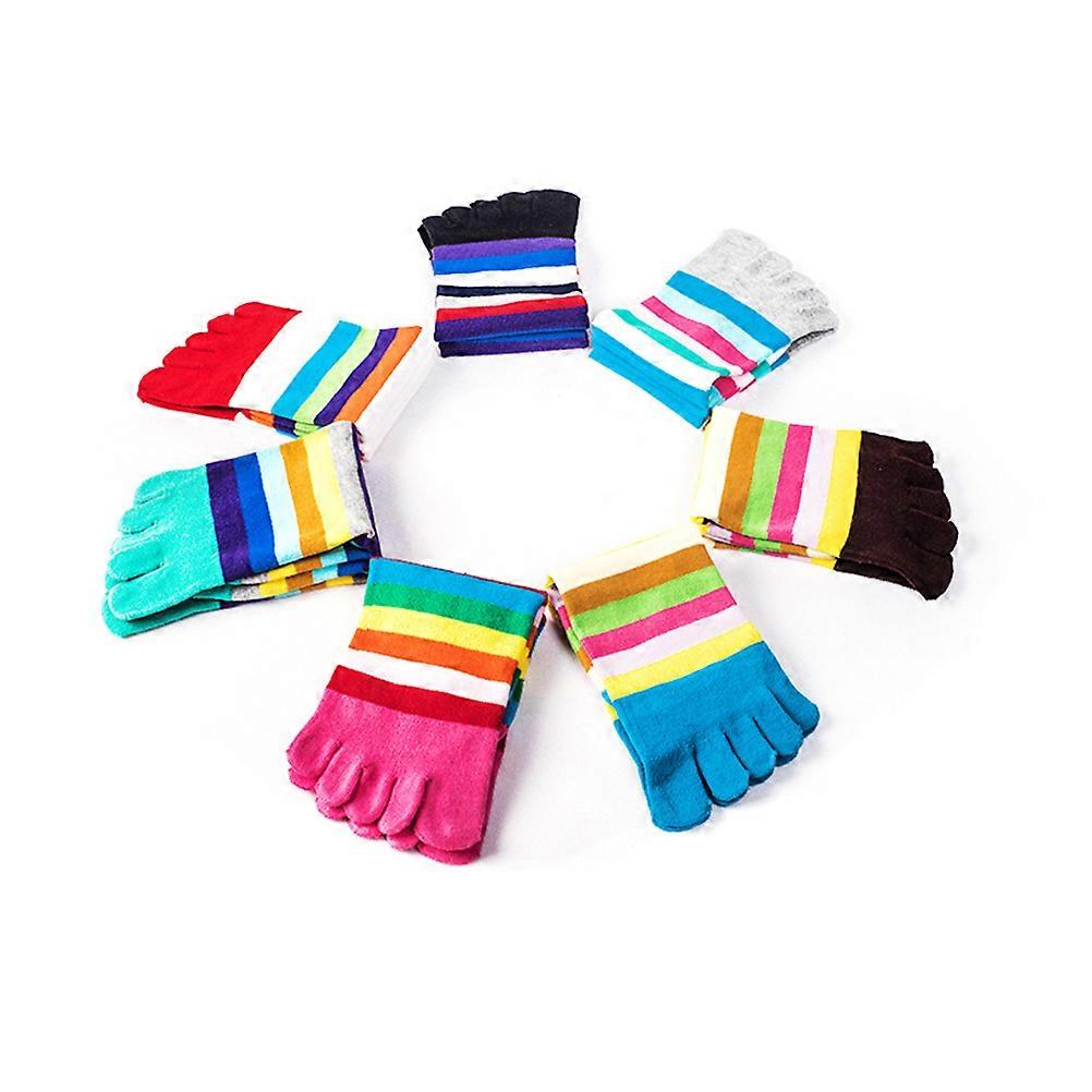 Women's Striped Sock Collection, Five-Toe Version with Sweat-Absorbing Cotton Quality