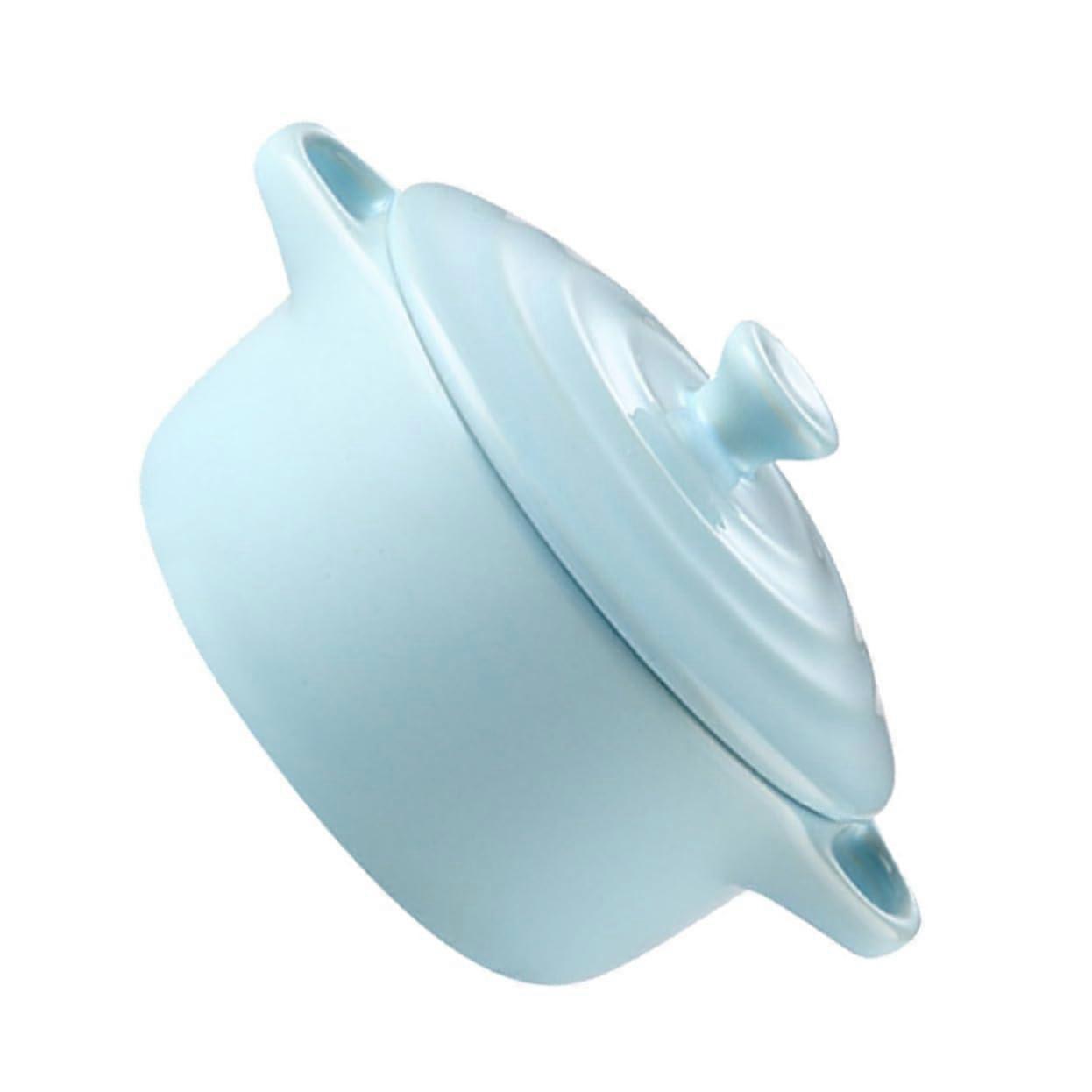 Microwave Safe Bowl, Double Handle Mini Casserole Dish, Blue 13x9.8x7.5CM, Soup Pan and Serving Bowl for Easy Meal Prep