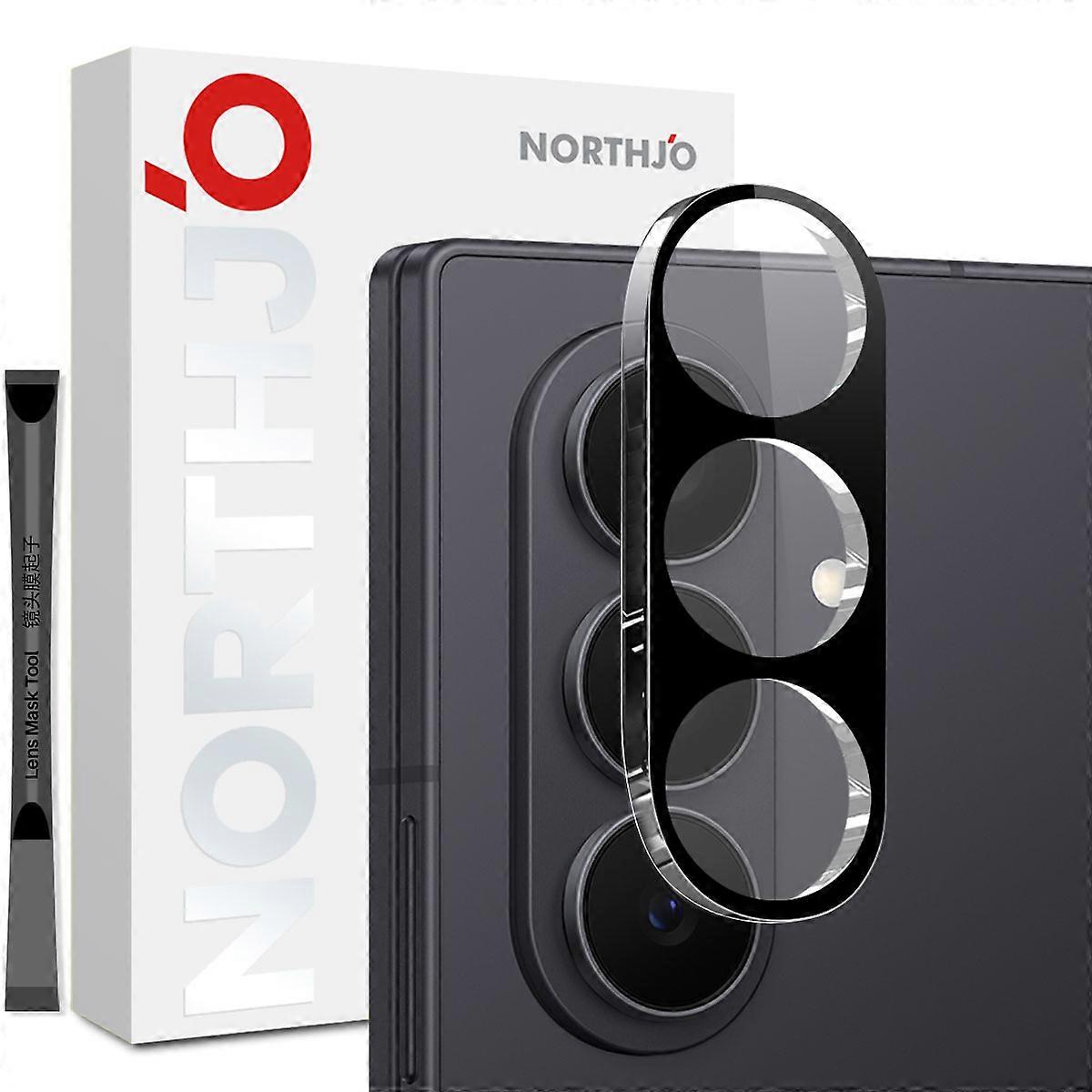 TKdaddy NORTHJO Samsung Galaxy Z Fold7 5G カメラ レンズ プロテクター ブラック シルク印刷 3D クリア強化ガラス レンズ フィルム