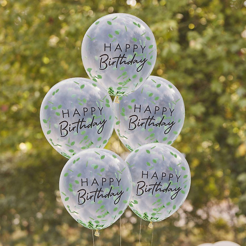 Birthday Leaf Confetti Balloons | Botanical Party Eco Friendly Decorations x5