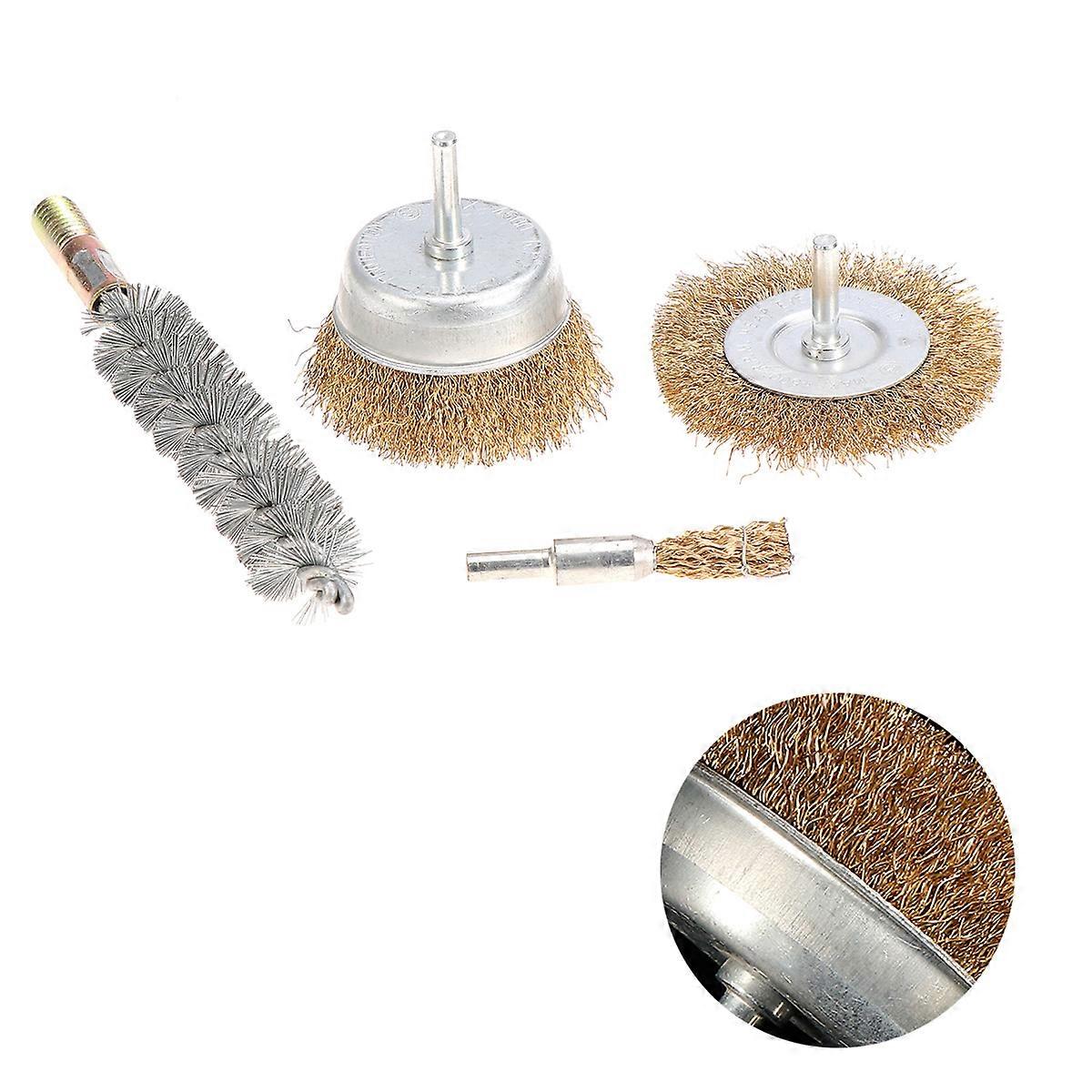 4 Piece Wire Wheel Brush Set for Rotary Tools – Polishing, Cleaning, and Grinding in Hard to Reach Areas