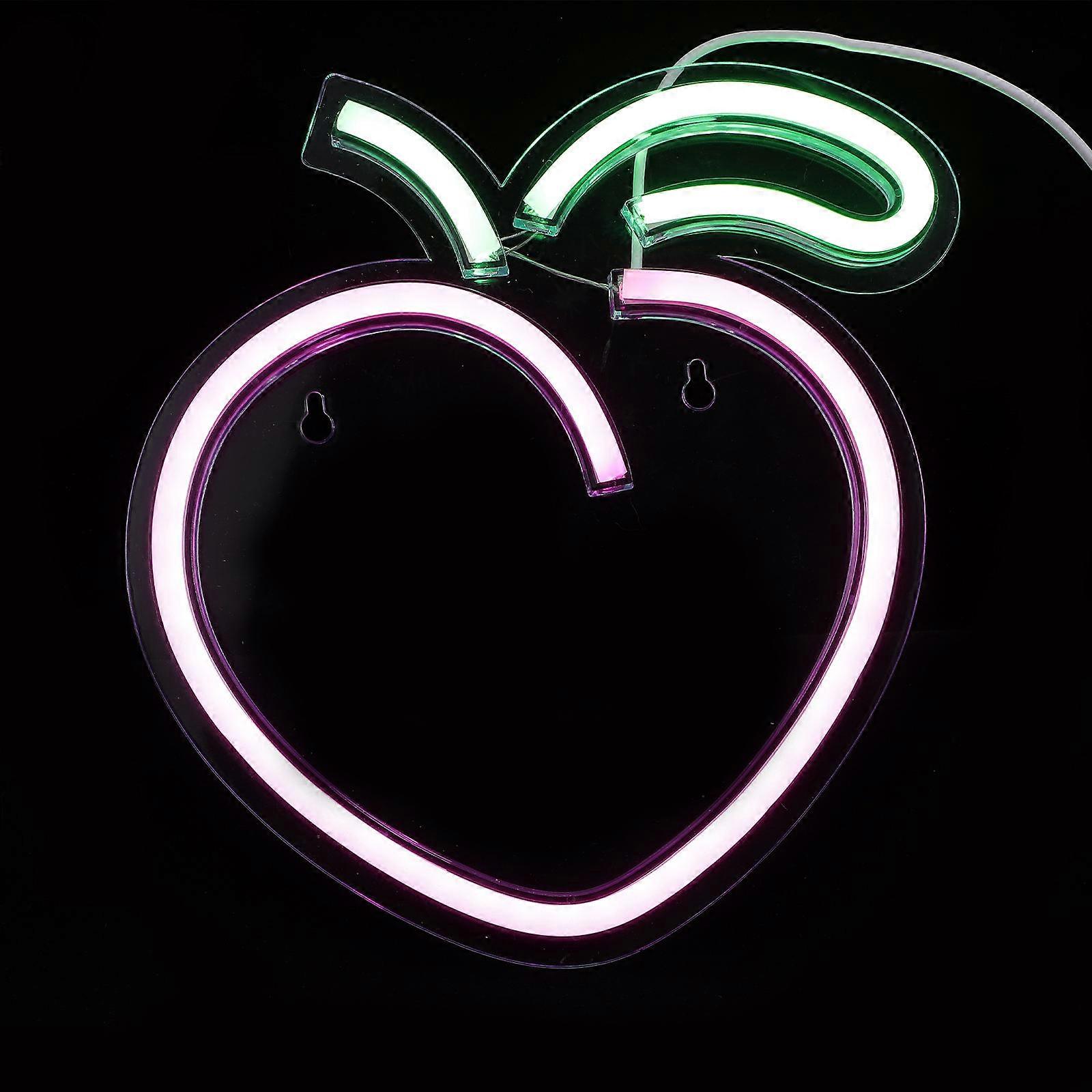 Lampe de nuit d’enseigne au néon LED rose pour décor lumière douce alimentée par USB pour chambre salon 6,5 x 5,5 pouces