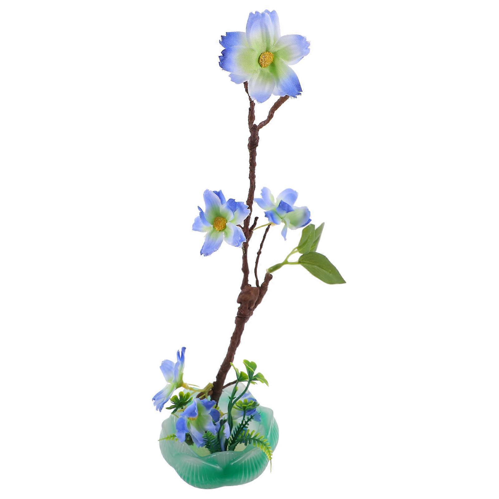 Sushi Plate Flower Craft Simulation Flower Decor for Sashimi Blue