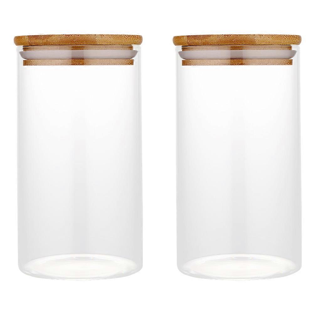Glass Storage Jar With Lids 2Pcs Bamboo Lid Sealed Jars Ideal For Food Storage 7.86X3.34X3.34IN Insect Proof Container