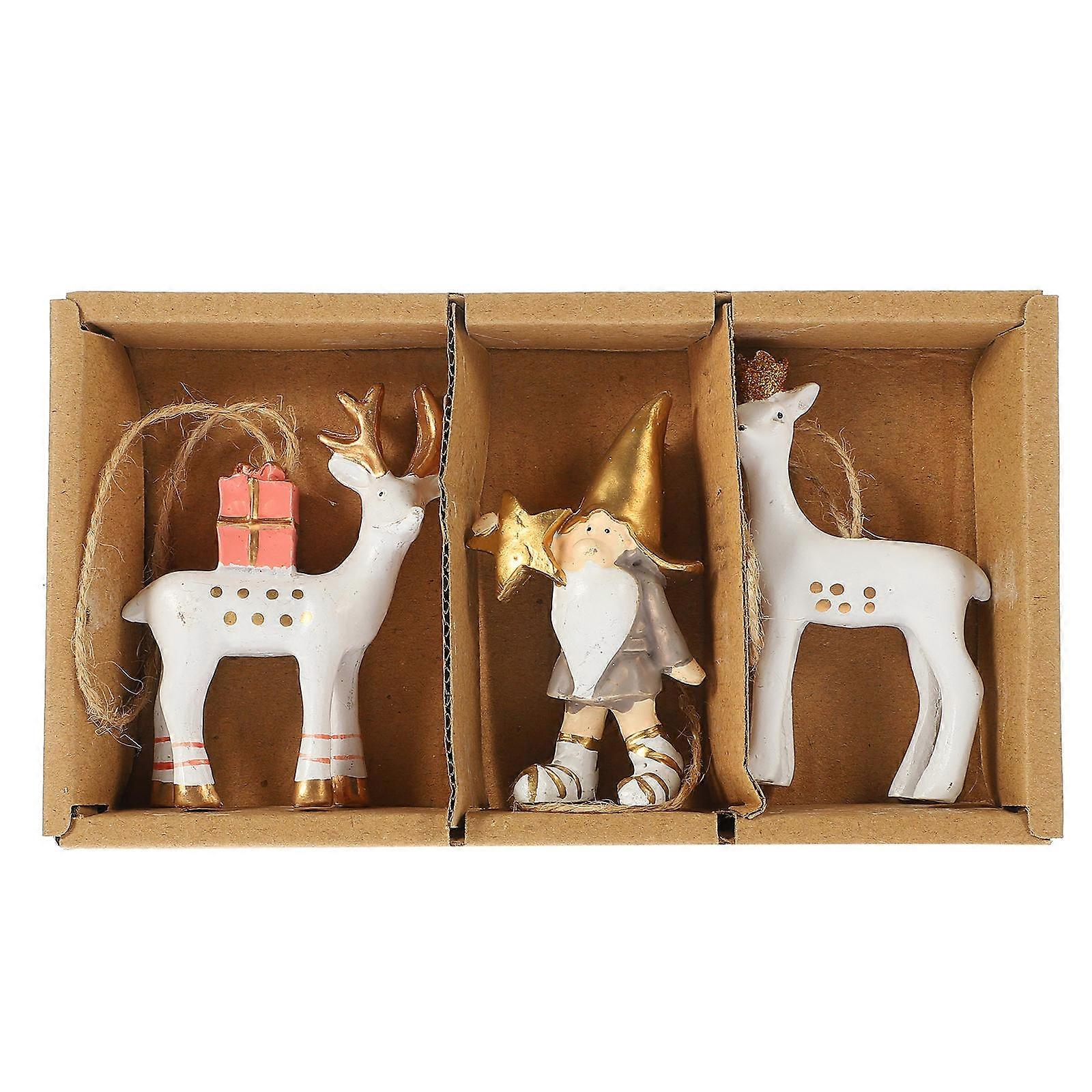 Christmas Tree Decorations 1 Set Of Santa Claus And Deer Shape Hanging Ornaments 8X6CM For Background Photo Shooting