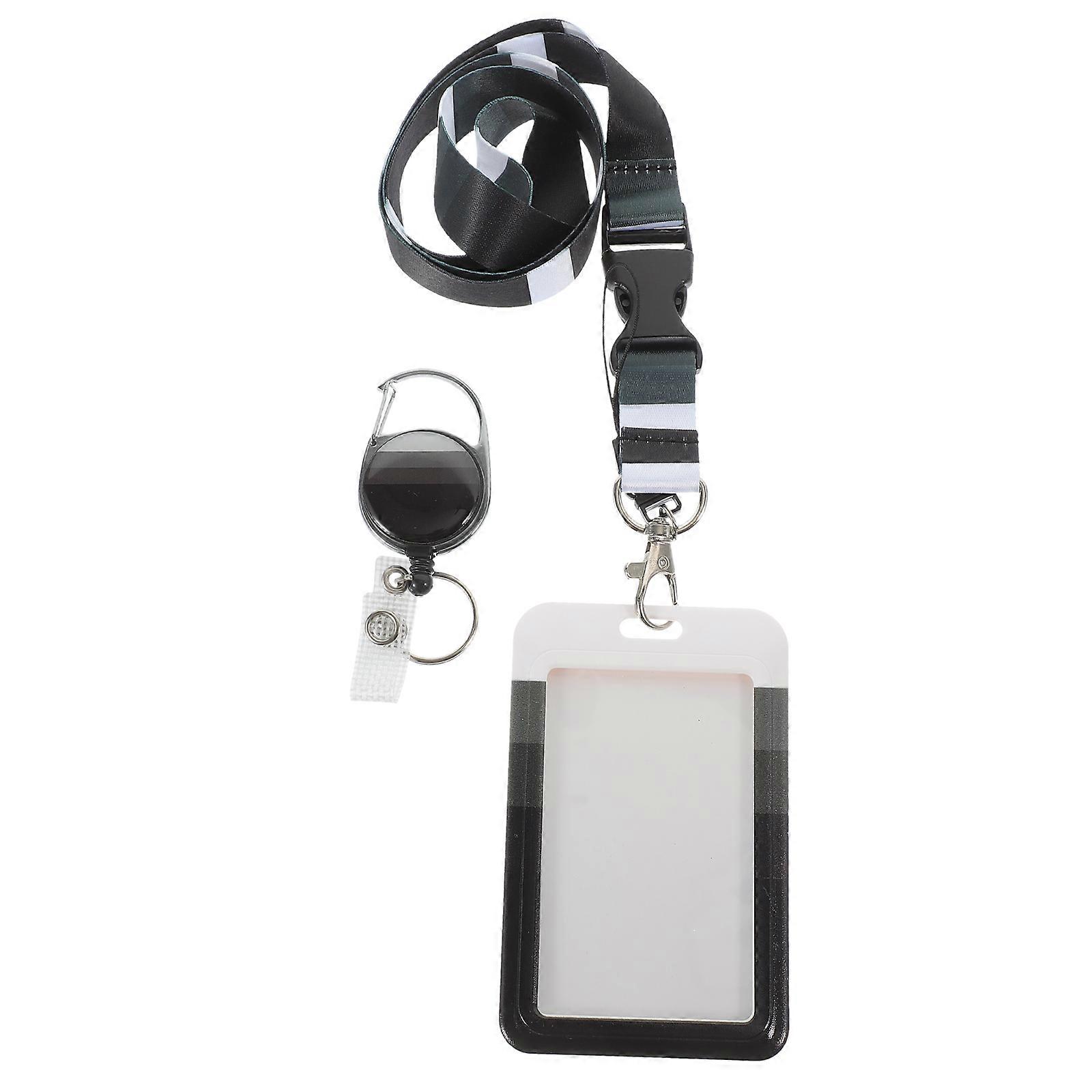 Chic Pattern ID Badge Holder with Retractable Lanyard – Portable Name Tag Sleeve for Office, School, and Travel – Secure Protection for ID Cards and