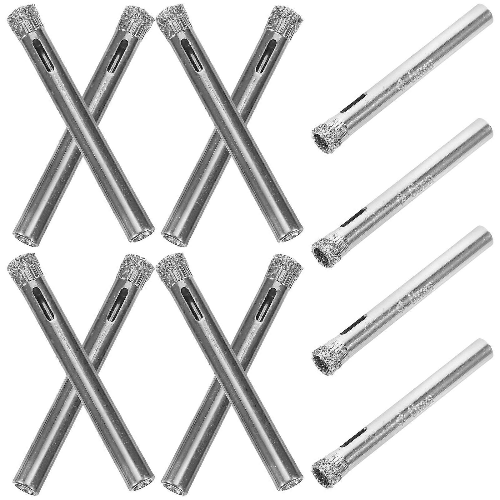 15 قطعة 6 مم لقم الثقب الماسية للبلاط الزجاجي والسيراميك أدوات استخراج ثقب البورسلين الفضة