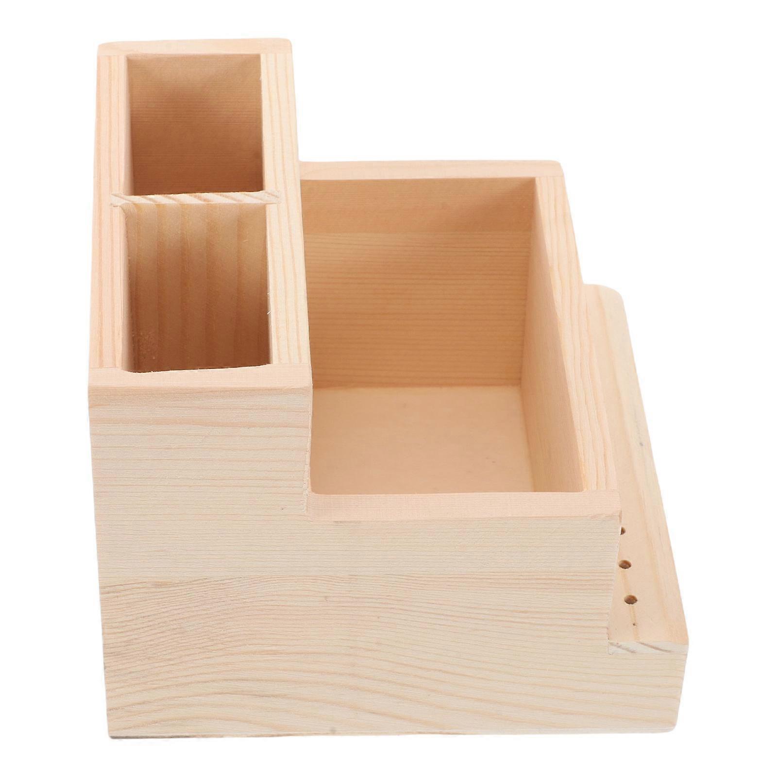 Wooden Nail Drill Bit Organizer with Large Capacity Storage for Nail Salon Tools and Accessories Beige