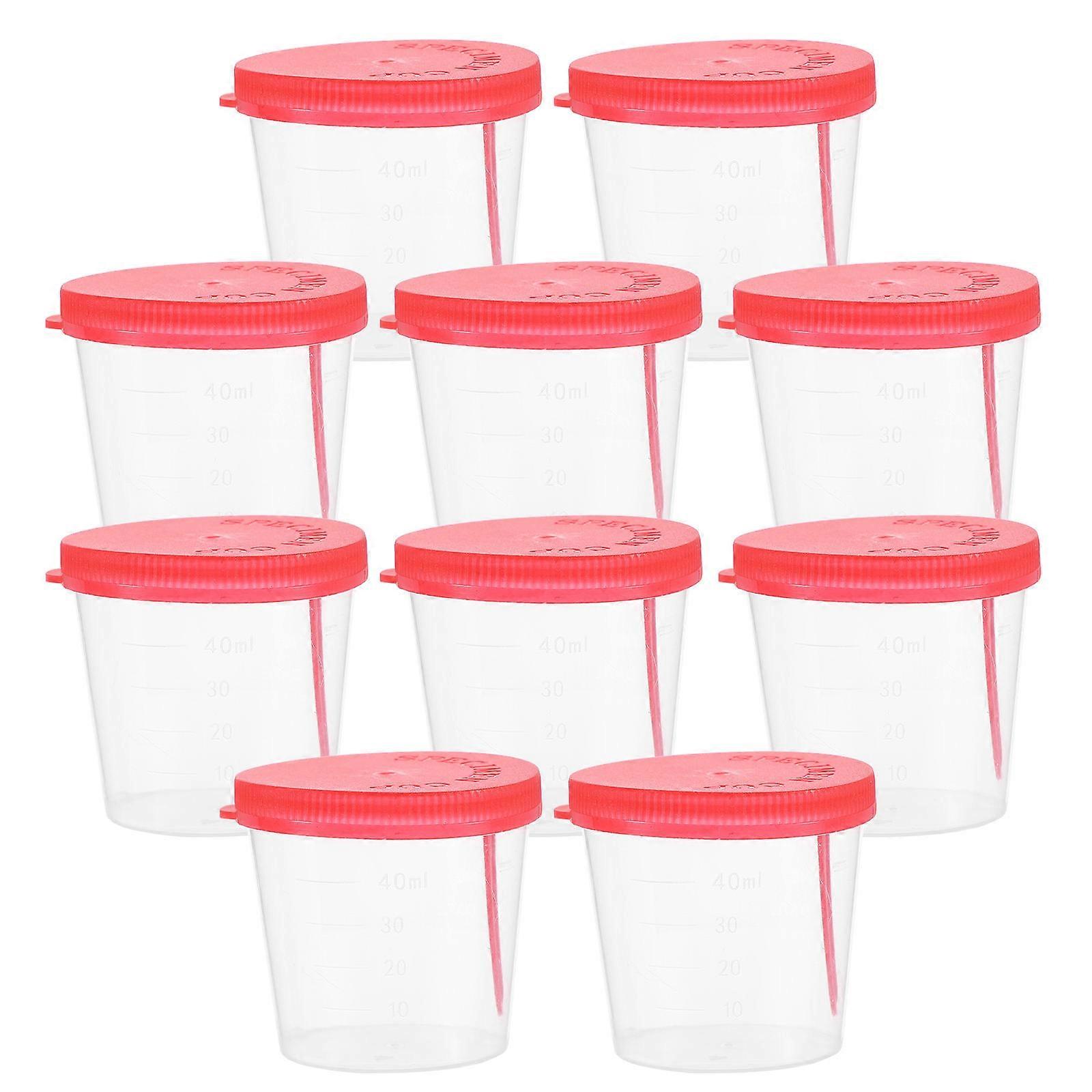 10pcs Disposable Urine Cups with Cover for Sample Collection