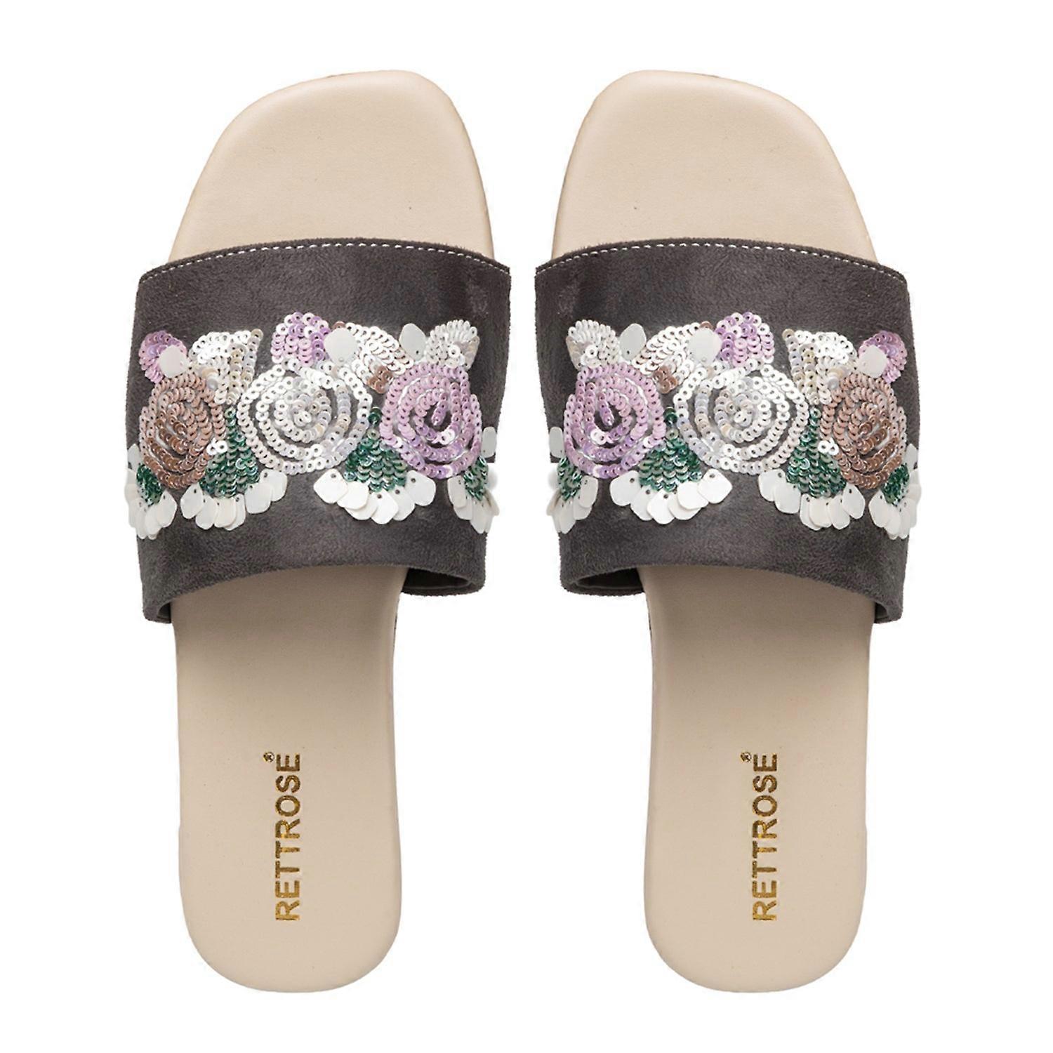Sutton grey luxury plush diamanté embellished handmade sliders