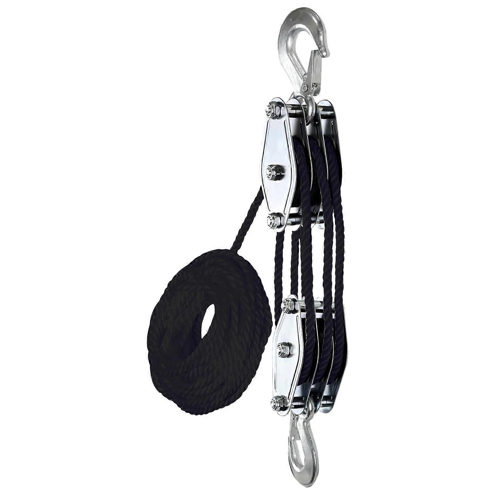 Cable Winch System 2200 LB Capacity, Pulley Block, Hunting Hoist With 50 Ft Rope Length, Construction Lift