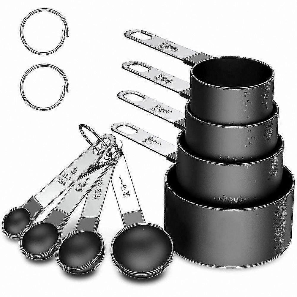 Stainless Steel Measuring Cups and Spoons, 8-Piece Stackable Set for Kitchen Use