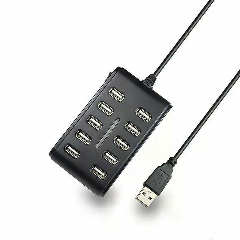USB20 HUB 10 Ports Cable Splitter Switch Power USB Disk Card Reader Extender Mouse Keybard Converter Phone Charging Dock Combo