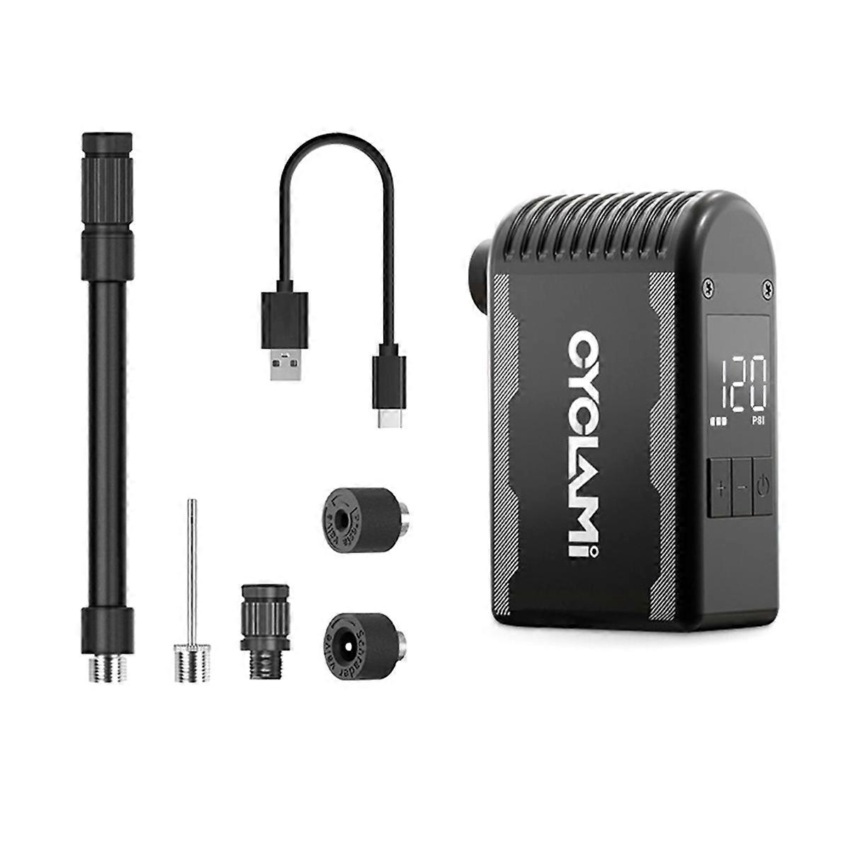 A2S Mini Electric Air Pump 120PSI Portable Bicycle Cordless Air Inflator Presta Schrader Valve Out