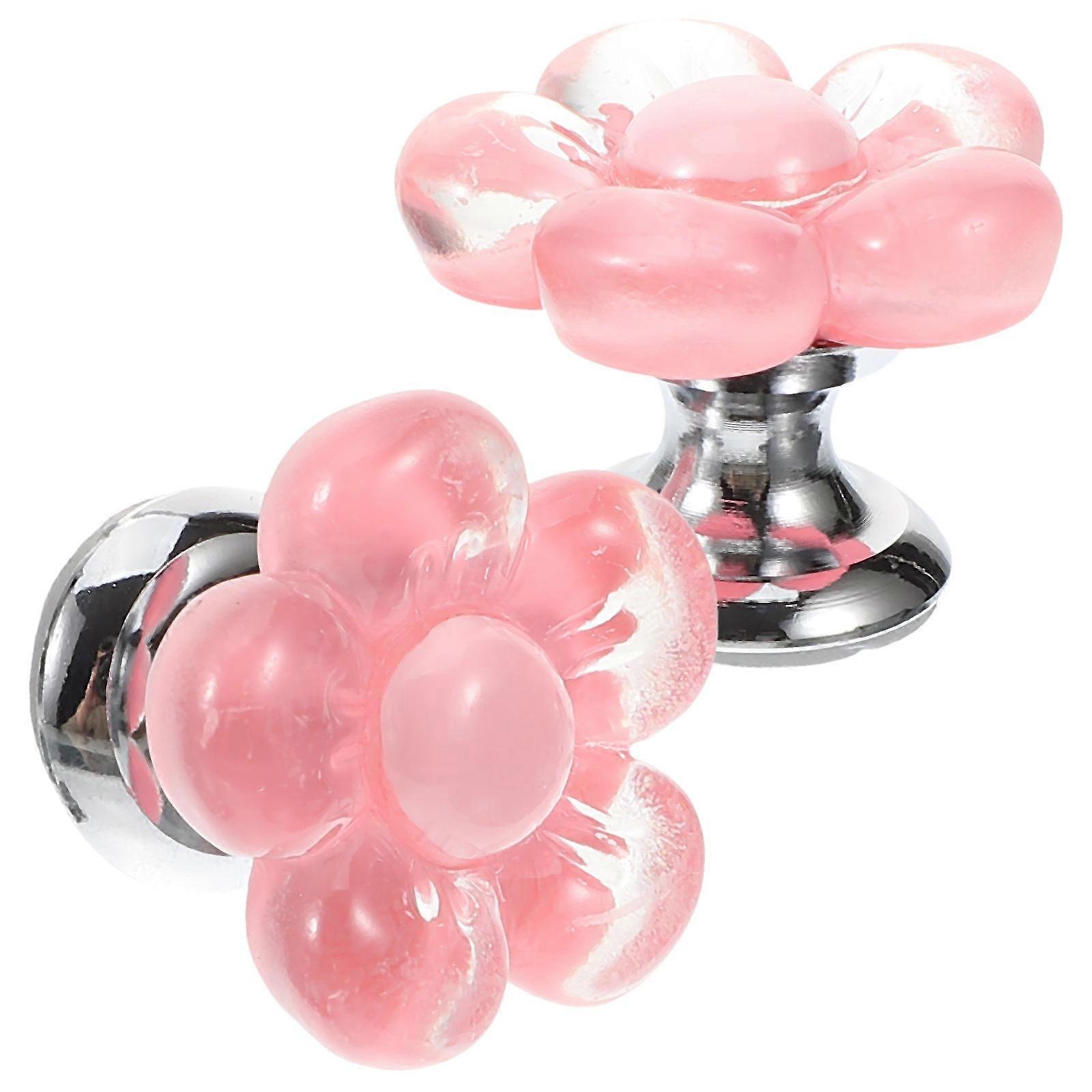 Toilet Button Tops Toilet Flushing Button Flower Shaped Round Bathroom Accessories Resin Pink for Flushing 2Pcs