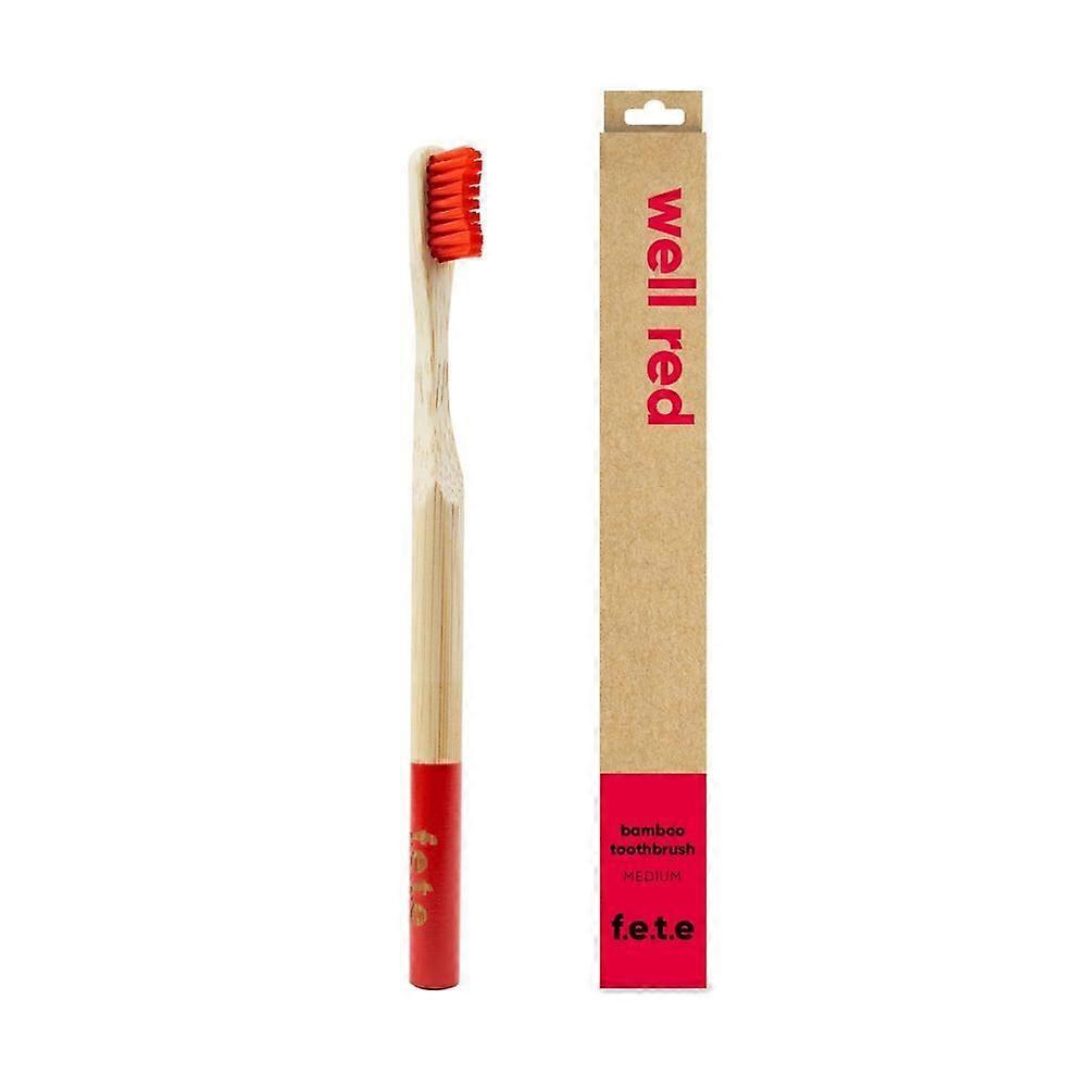 From Earth to Earth Bamboo Toothbrush Well Red - Red Medium 1 Unit - 4 Pack