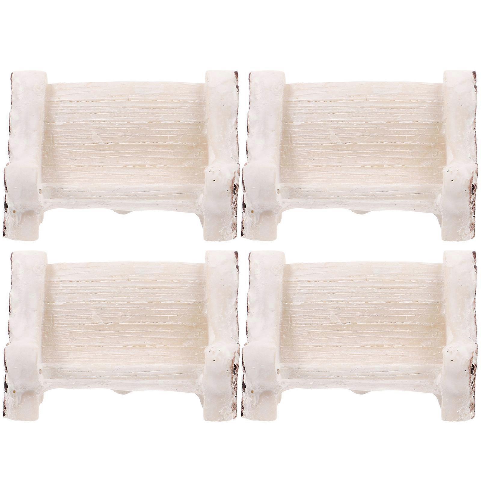 White Resin Mini Stool for Decoration 4 Pieces Small Lawn Chairs